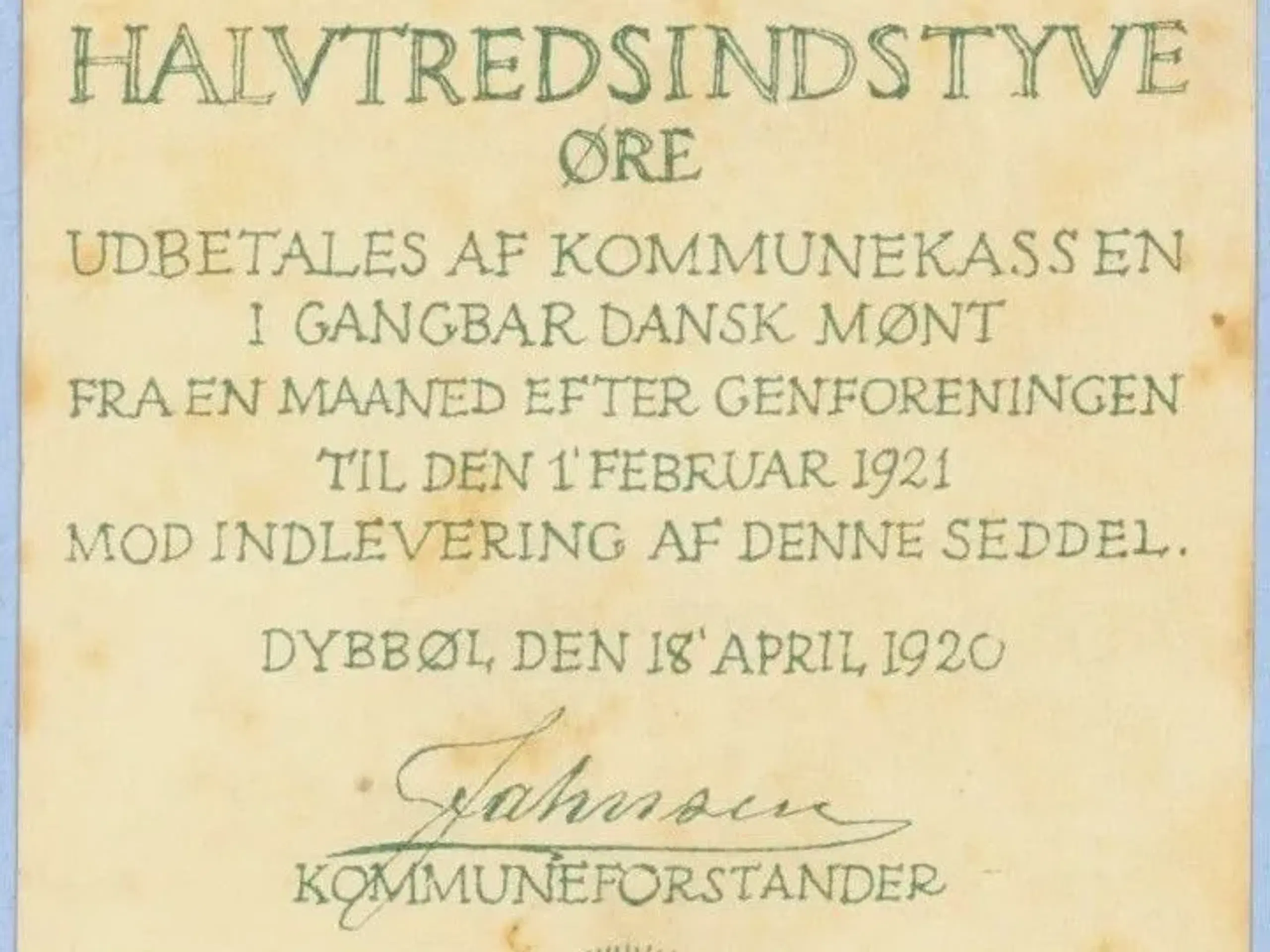 Dybbøl Nødpengesedler 1920