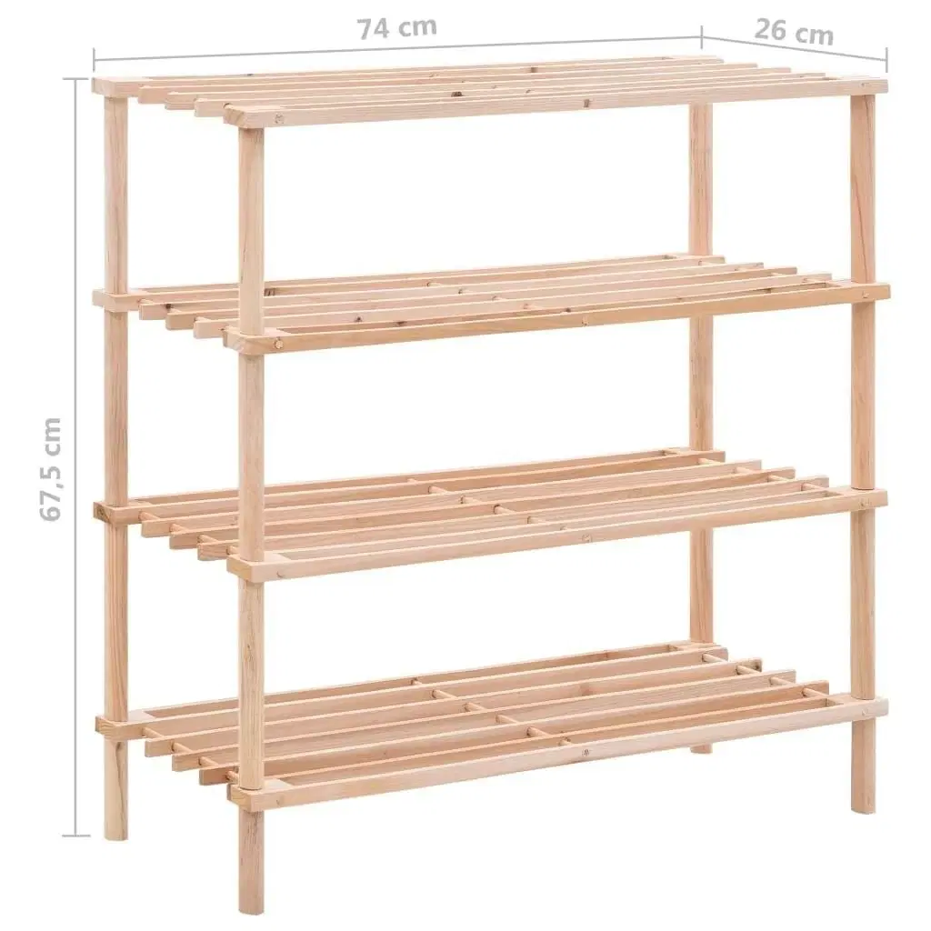 Skoreol med 4 hylder massivt grantræ