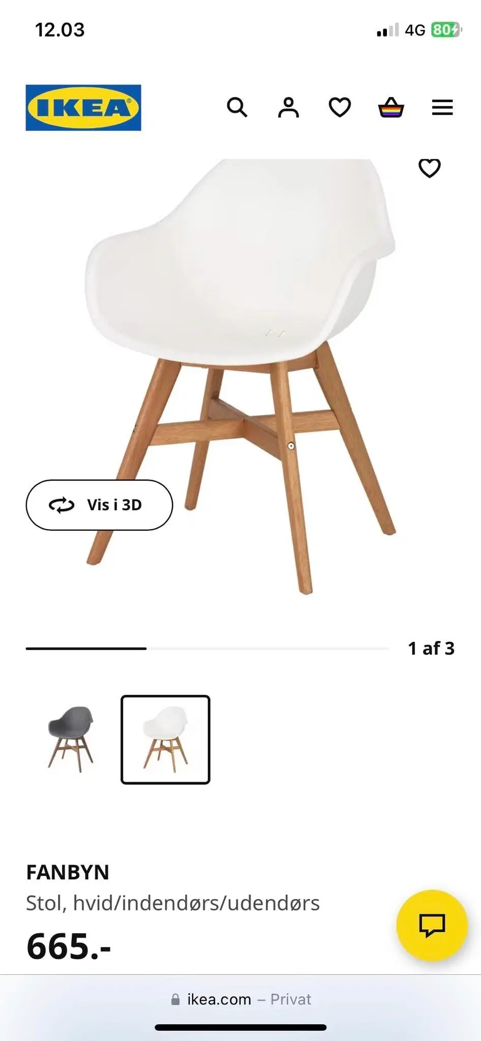 Ikea stol i god stand sælges