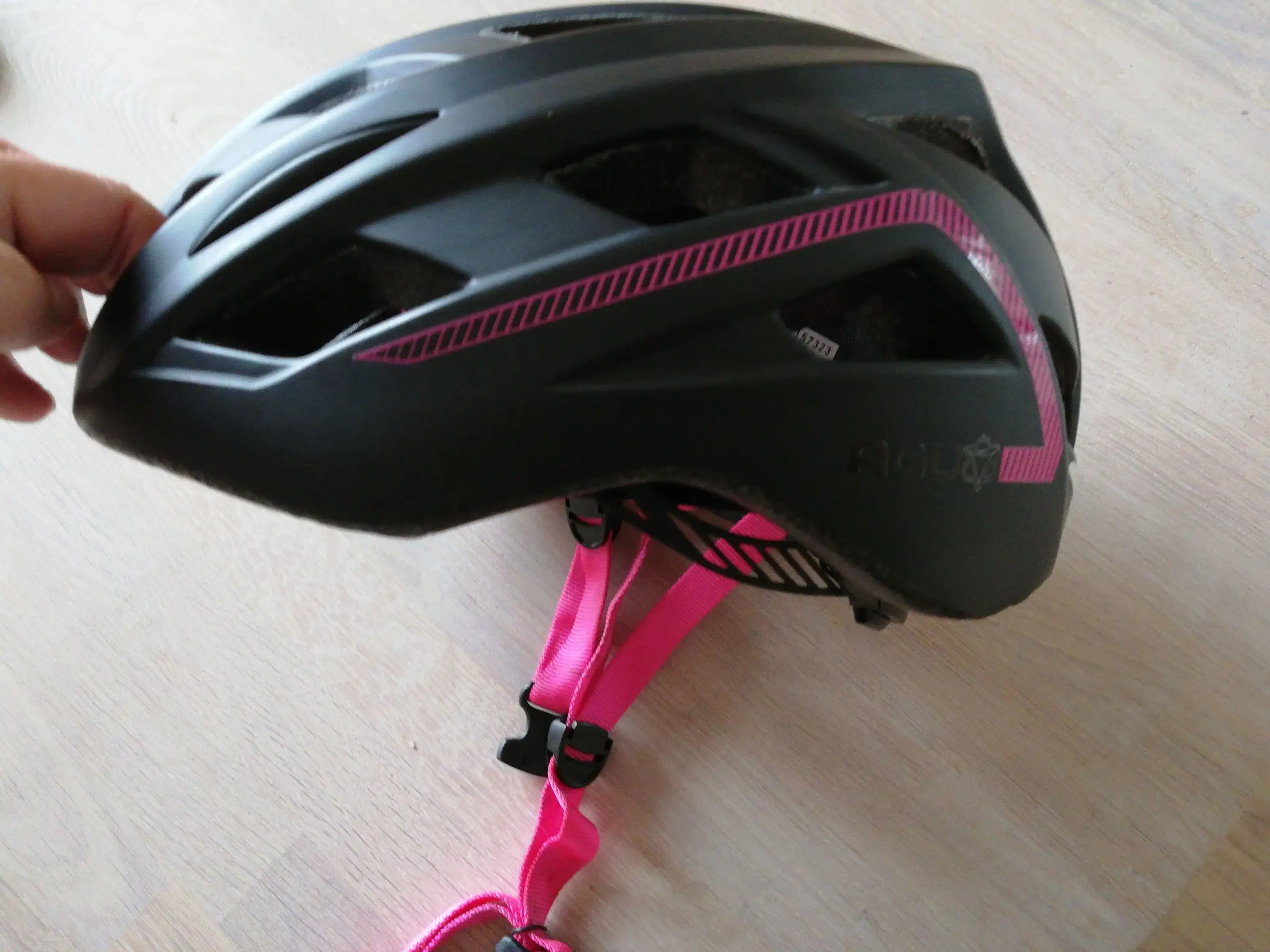 Cykelhjelm sort/ pink str S/M 52-58 cm