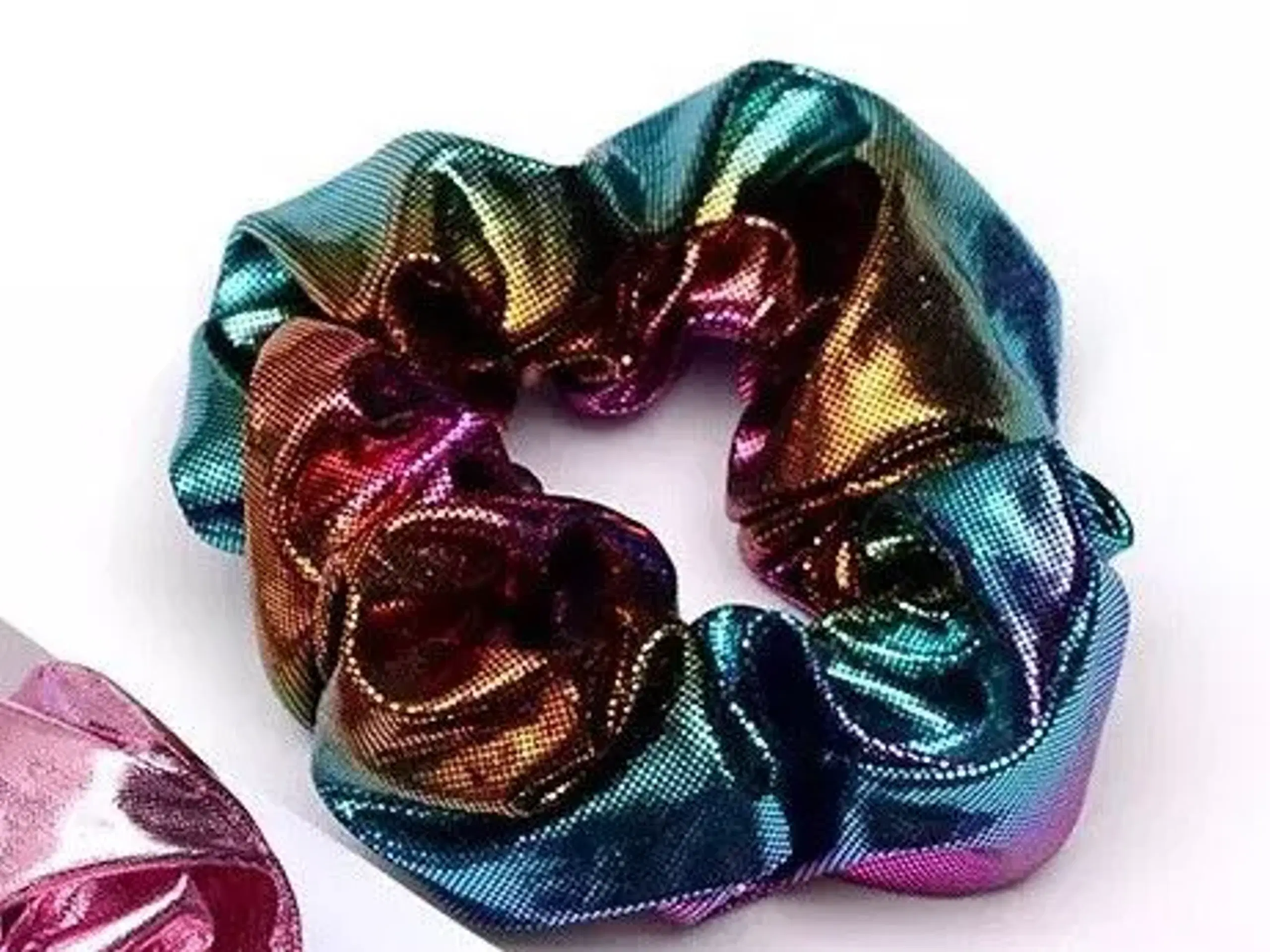 Smuk scrunchie hårelastik med gradient glimmer eff