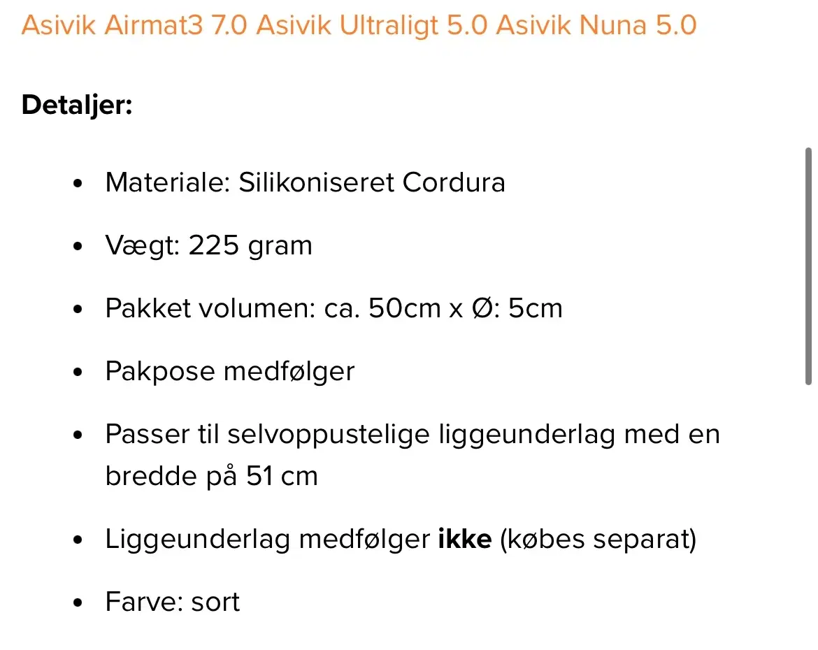 Liggeunderlag Asivik med chairkit