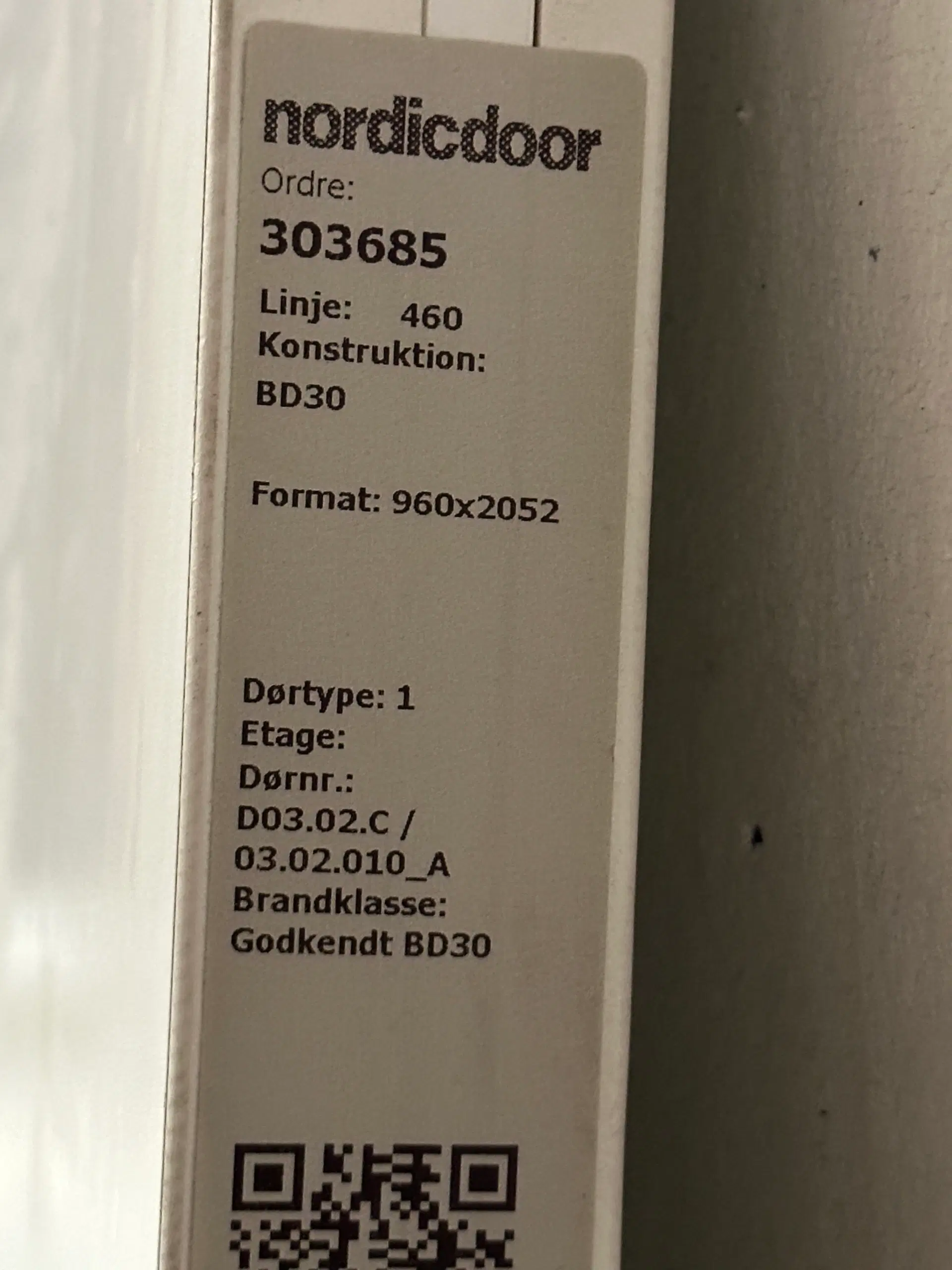 Nordicdoor massiv indvendig dobbelt dør bd30 melamin 1920x2052mm hvid