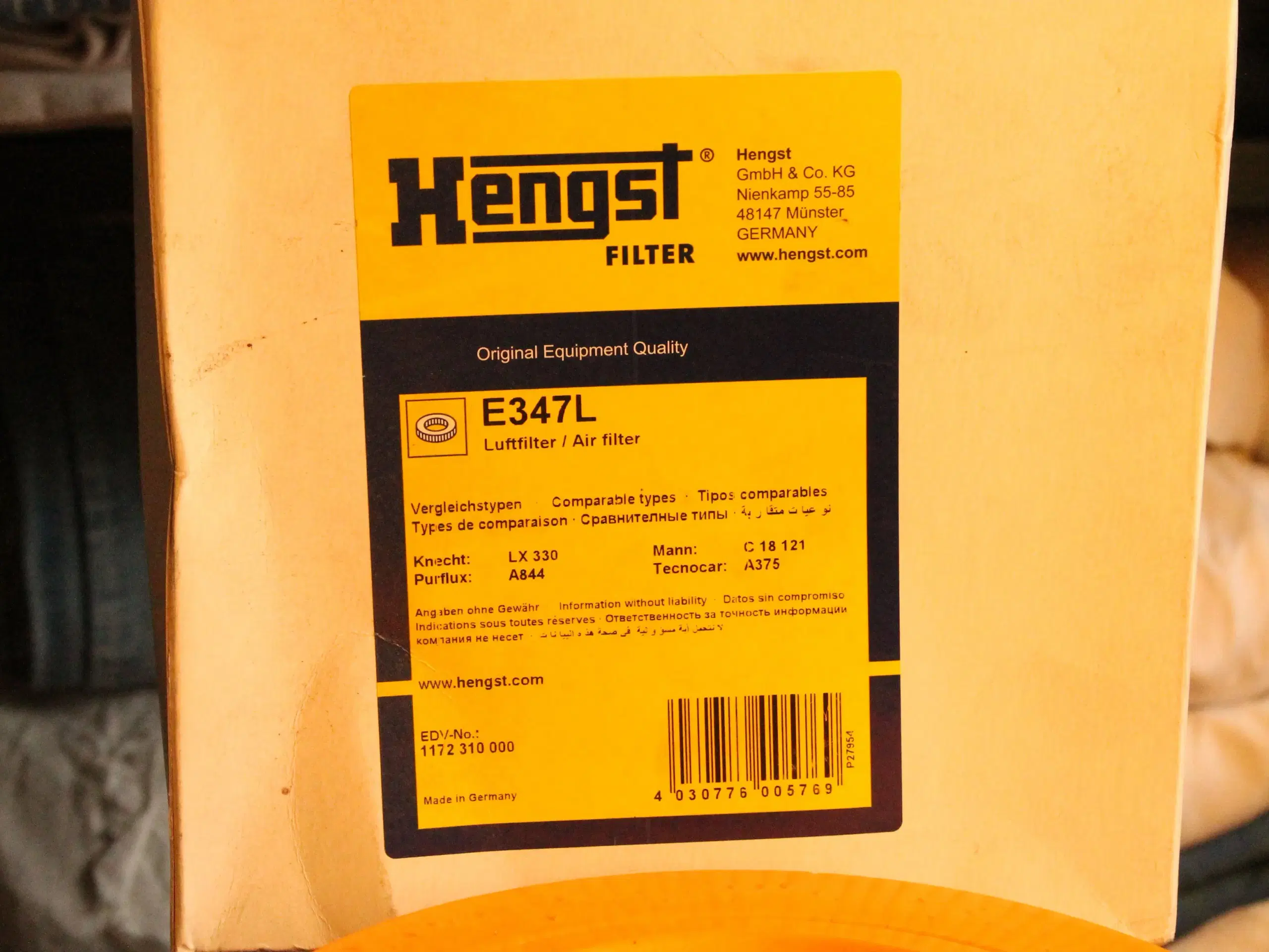 Luftfilter HENGST E347L