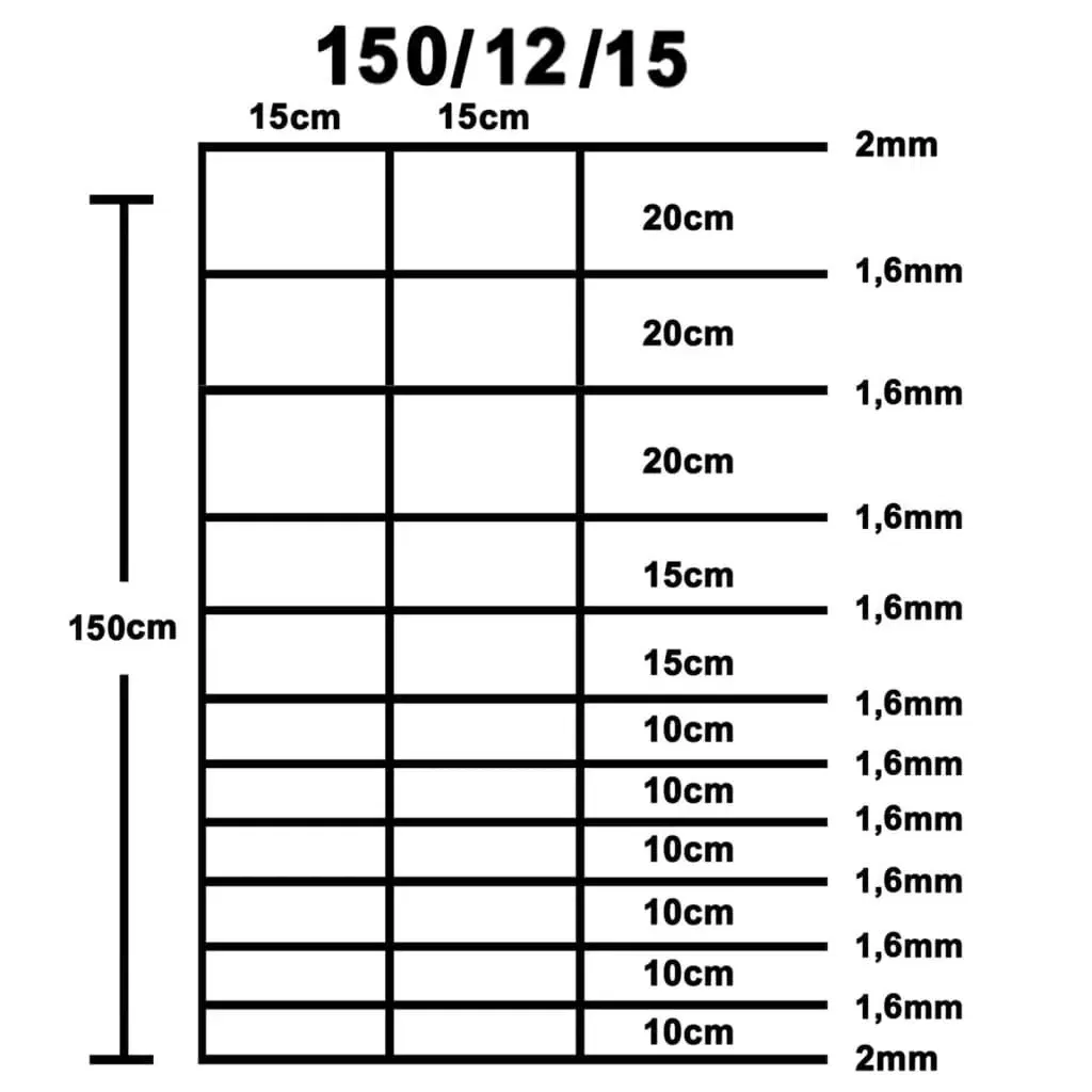 Havehegn 50 m 150 cm galvaniseret stål sølvfarvet