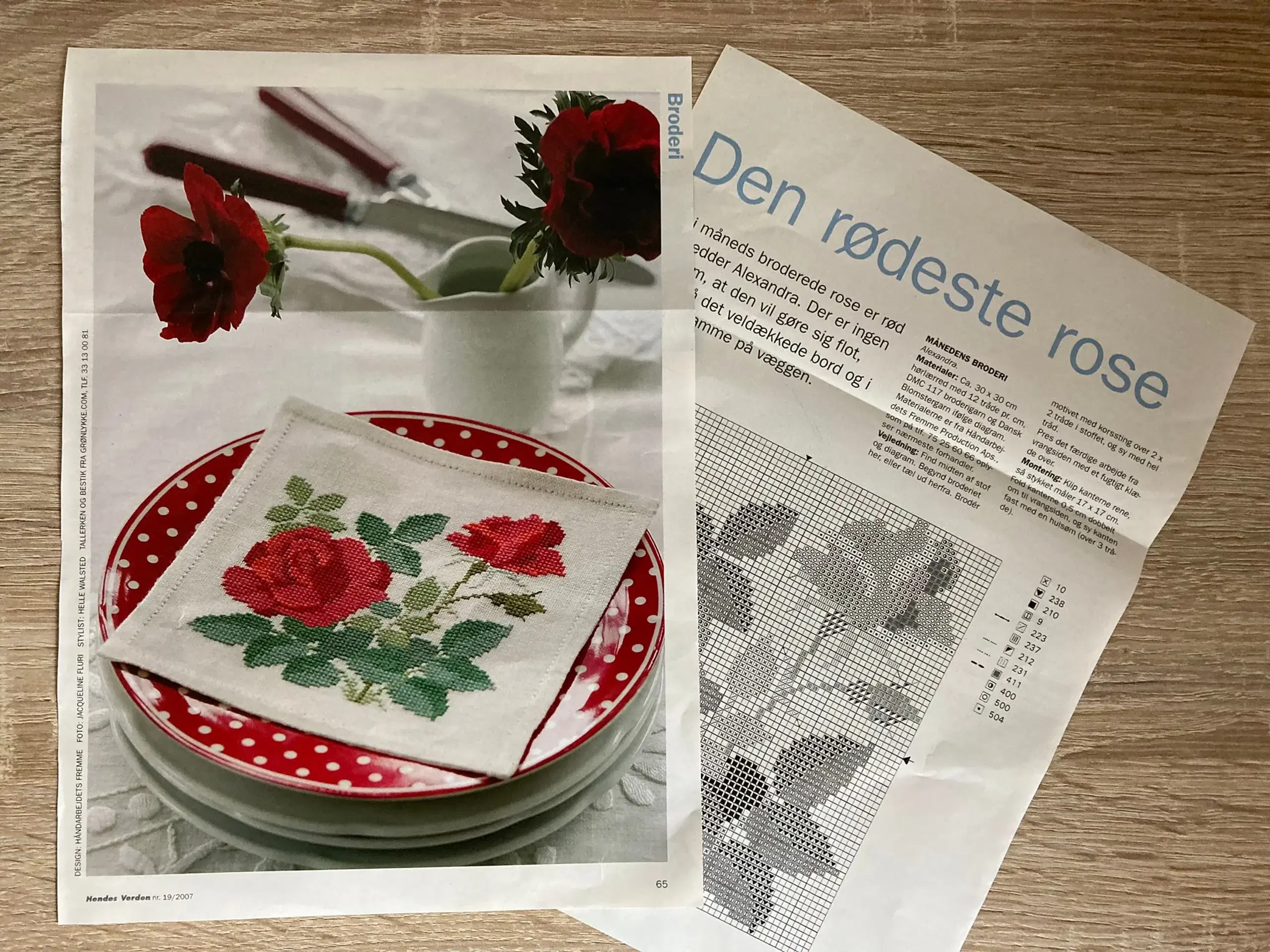 Broderimønster: Rød rose Alexandra