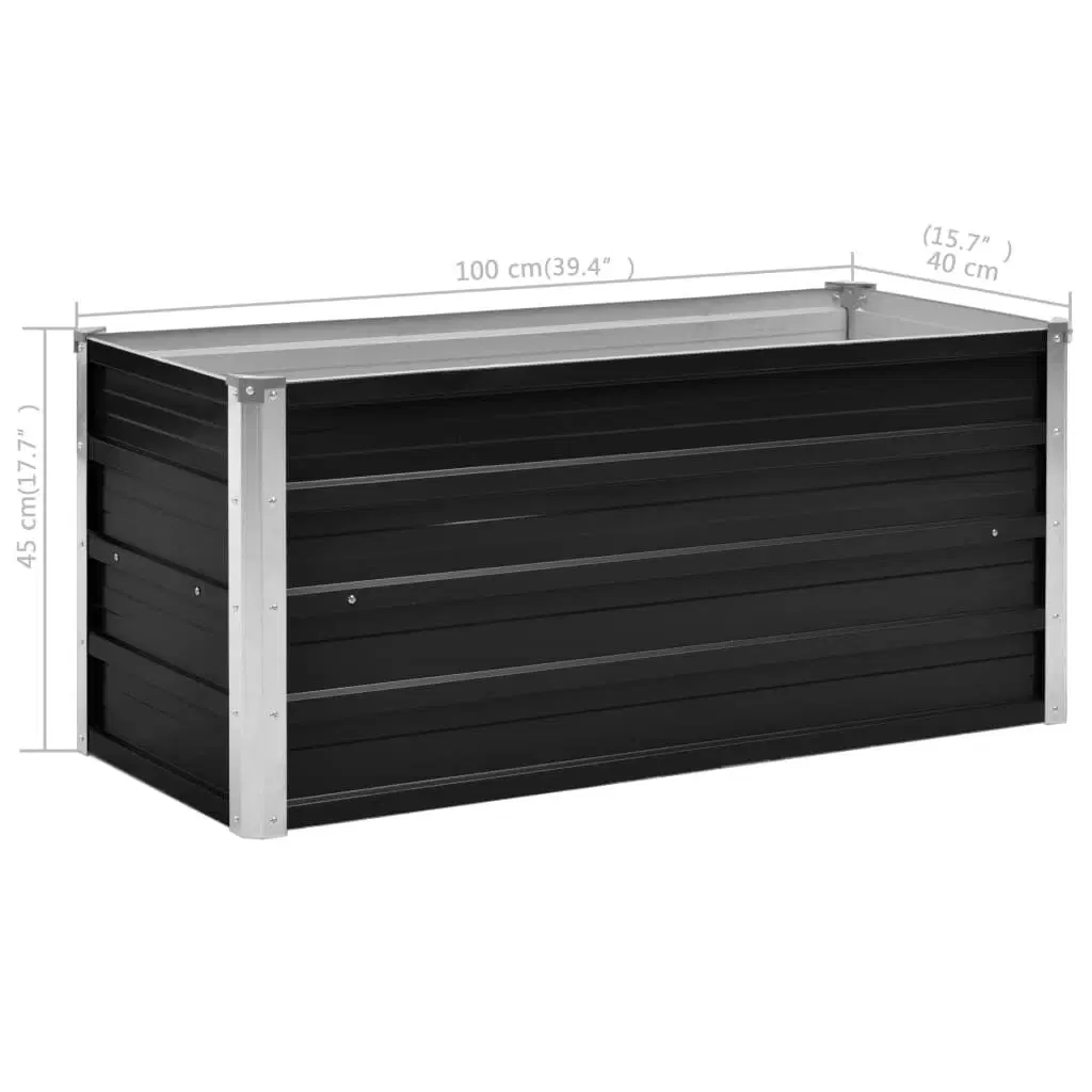 Hævet plantekasse 100x40x45 cm galvaniseret stål antracitgrå