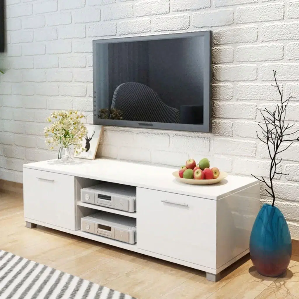 Tv-bord 120x405x35 cm hvid højglans