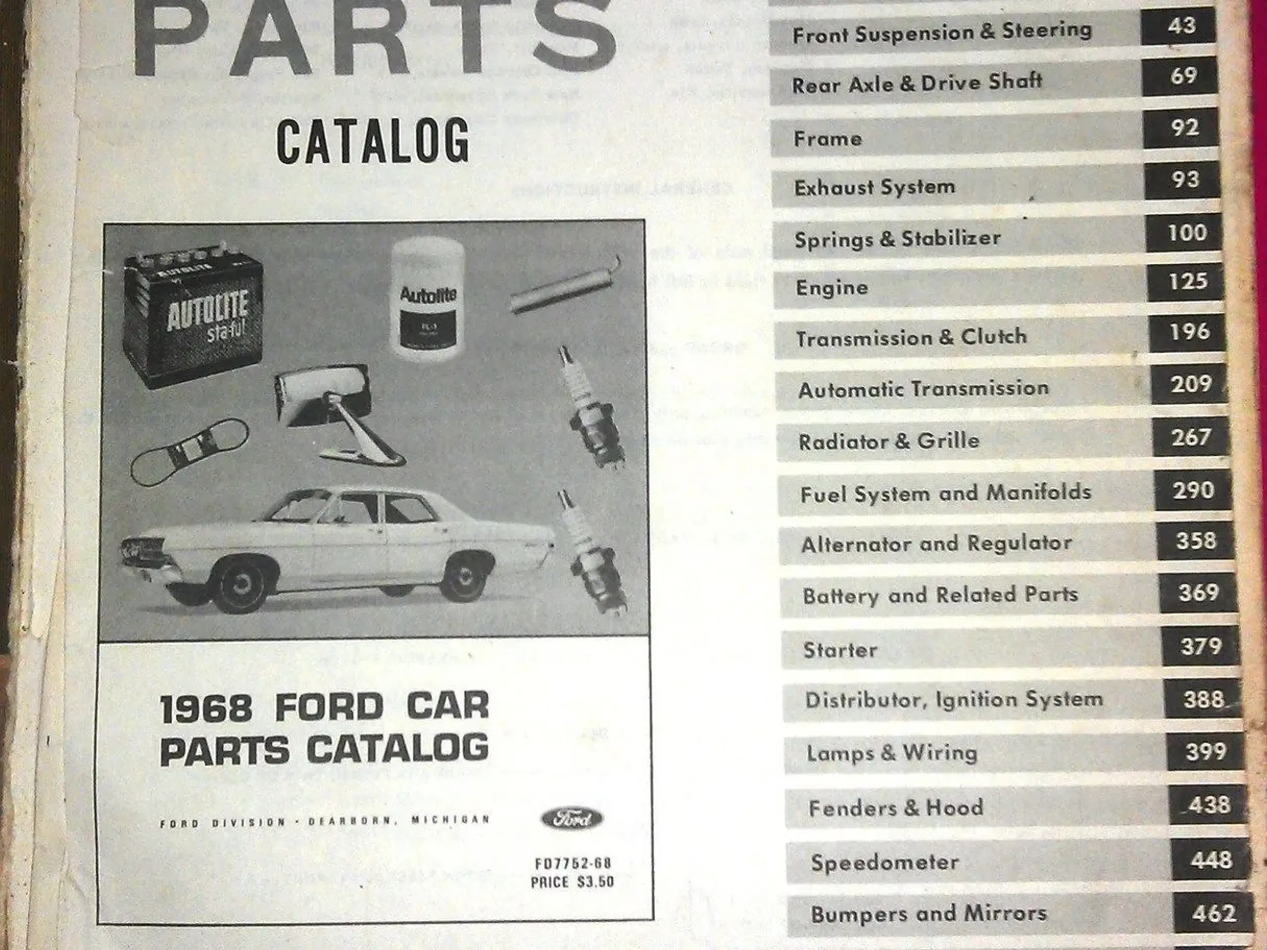 Parts Catalog 1968 Ford 