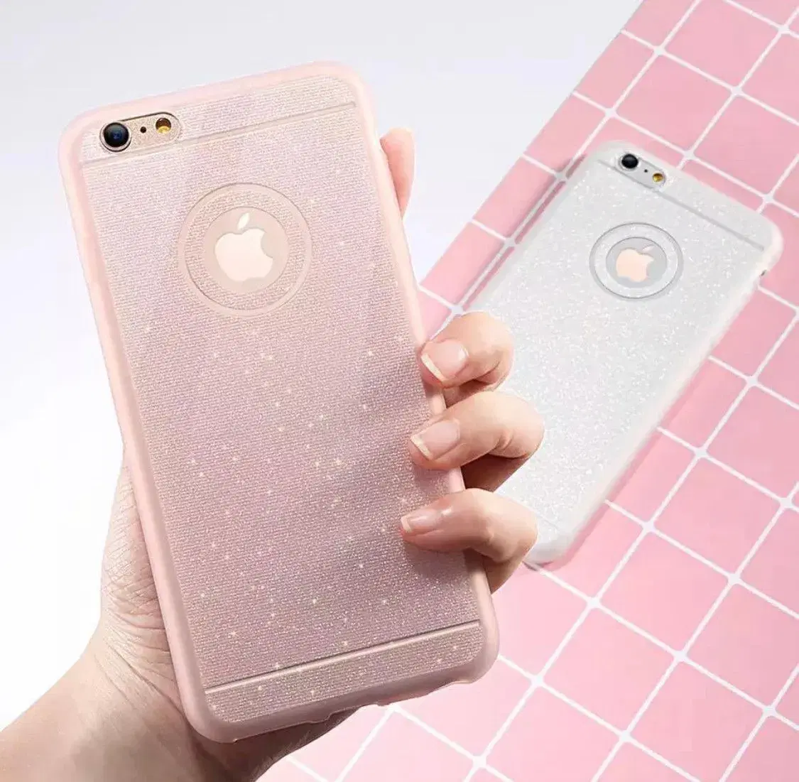 Rosa glimmer cover til iPhone 5 5s SE 6 6s 6+ 6s+