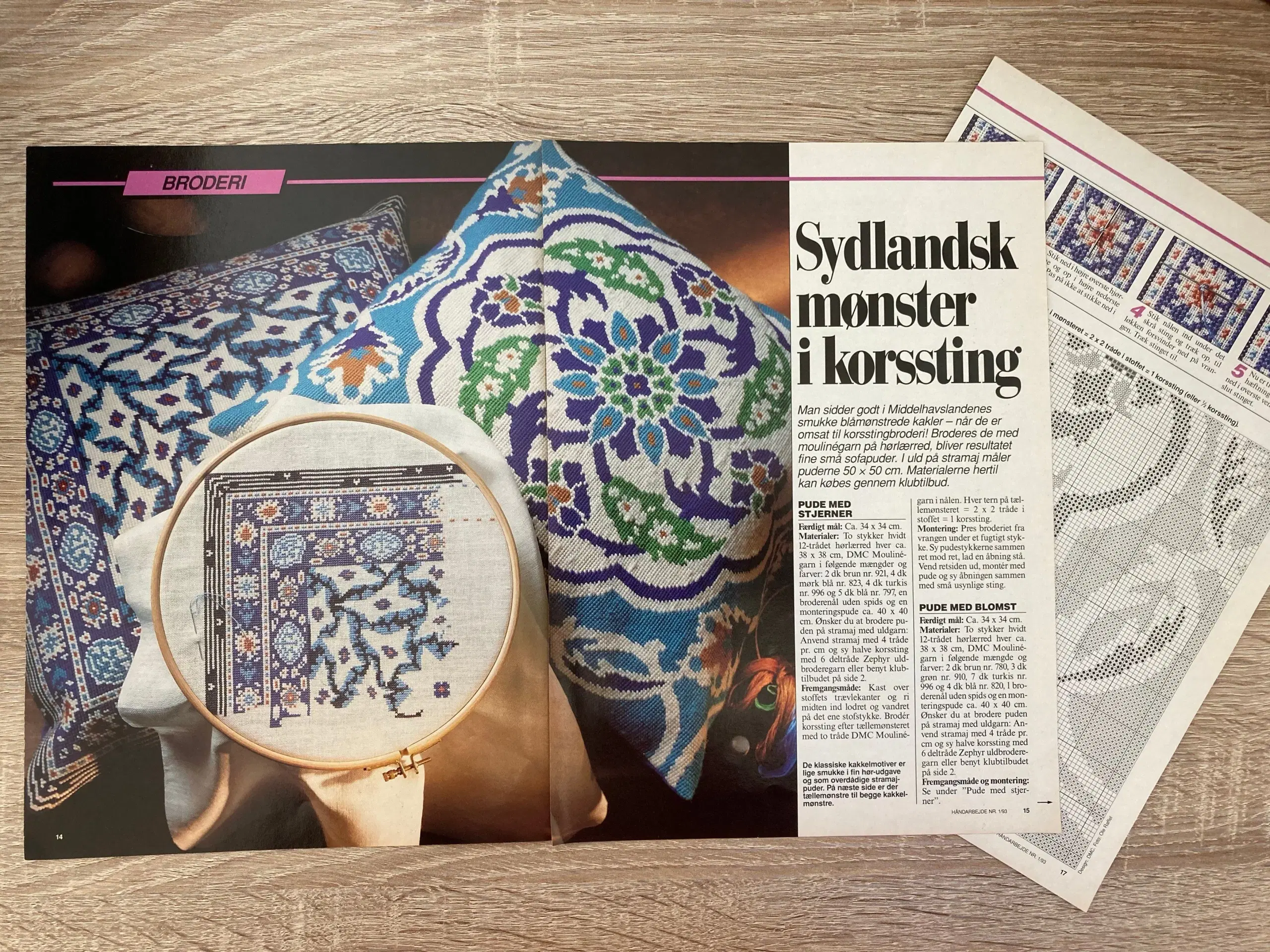 Broderimønster: Puder med sydlandsk mønster