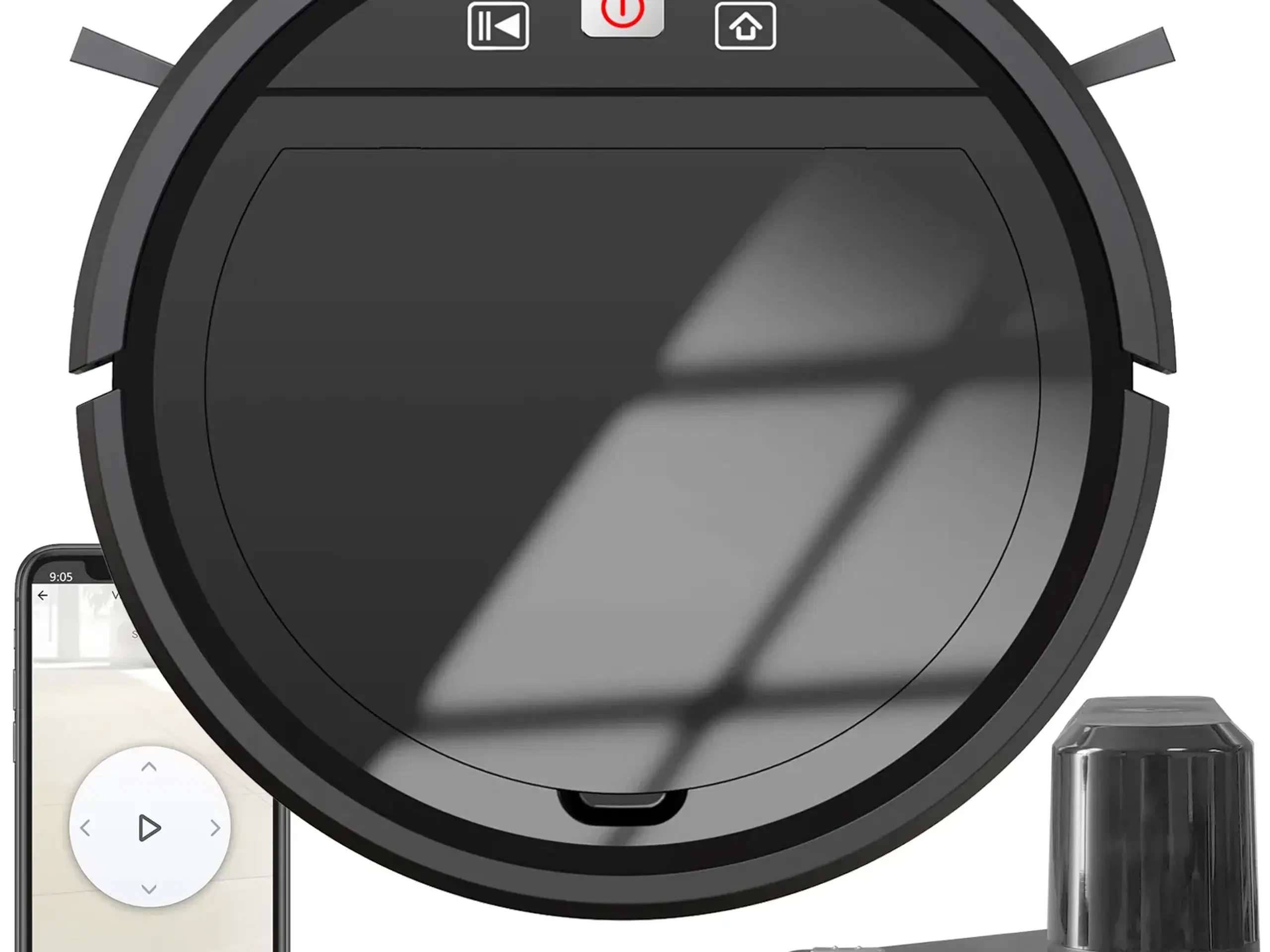 Robotstøvsuger med app-kontrol sort