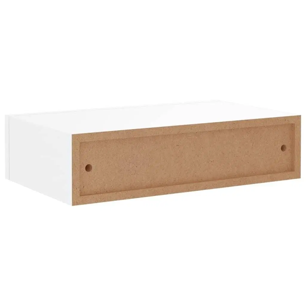 Væghylder med skuffer 2 stk 40x235x10 cm MDF hvid