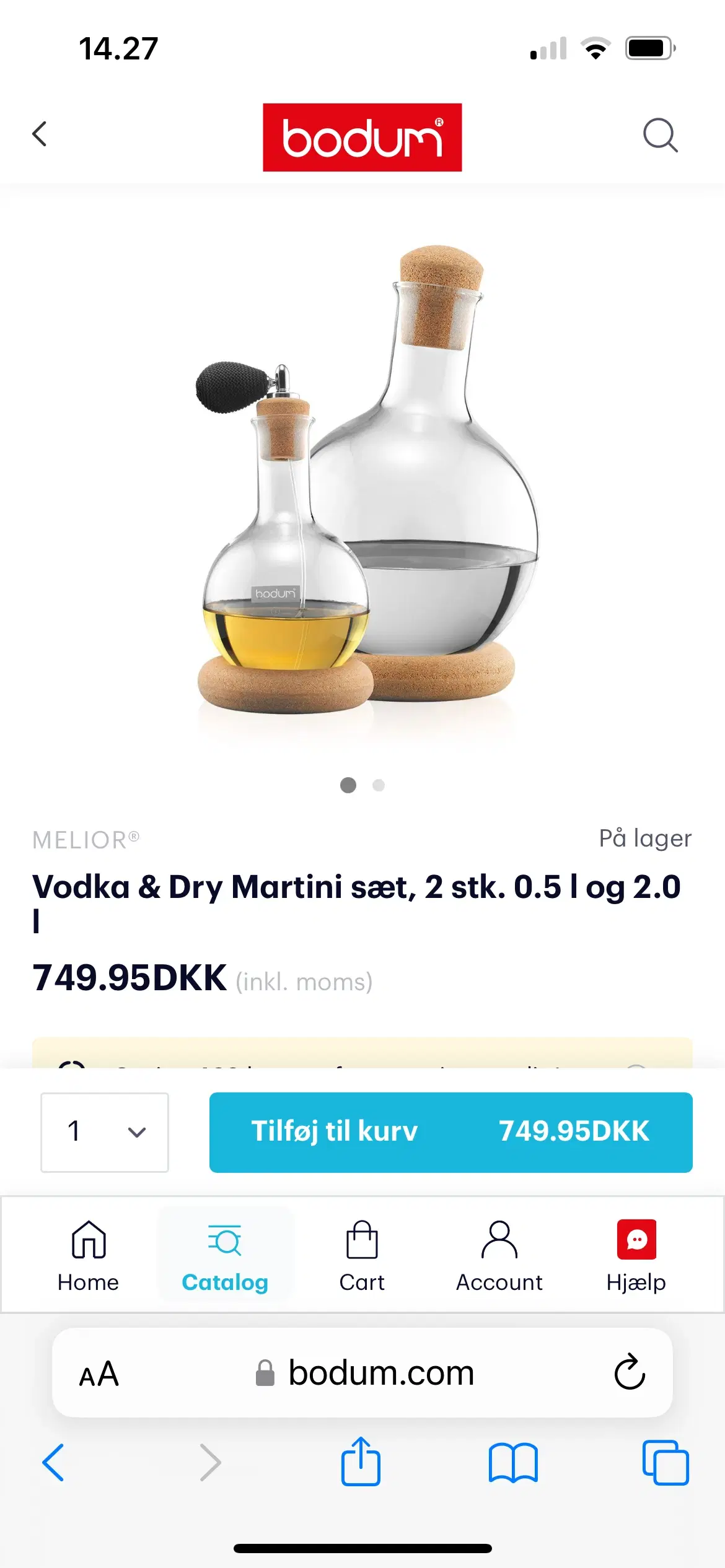 Bodum Vodka  Dry Martini sæt med glas