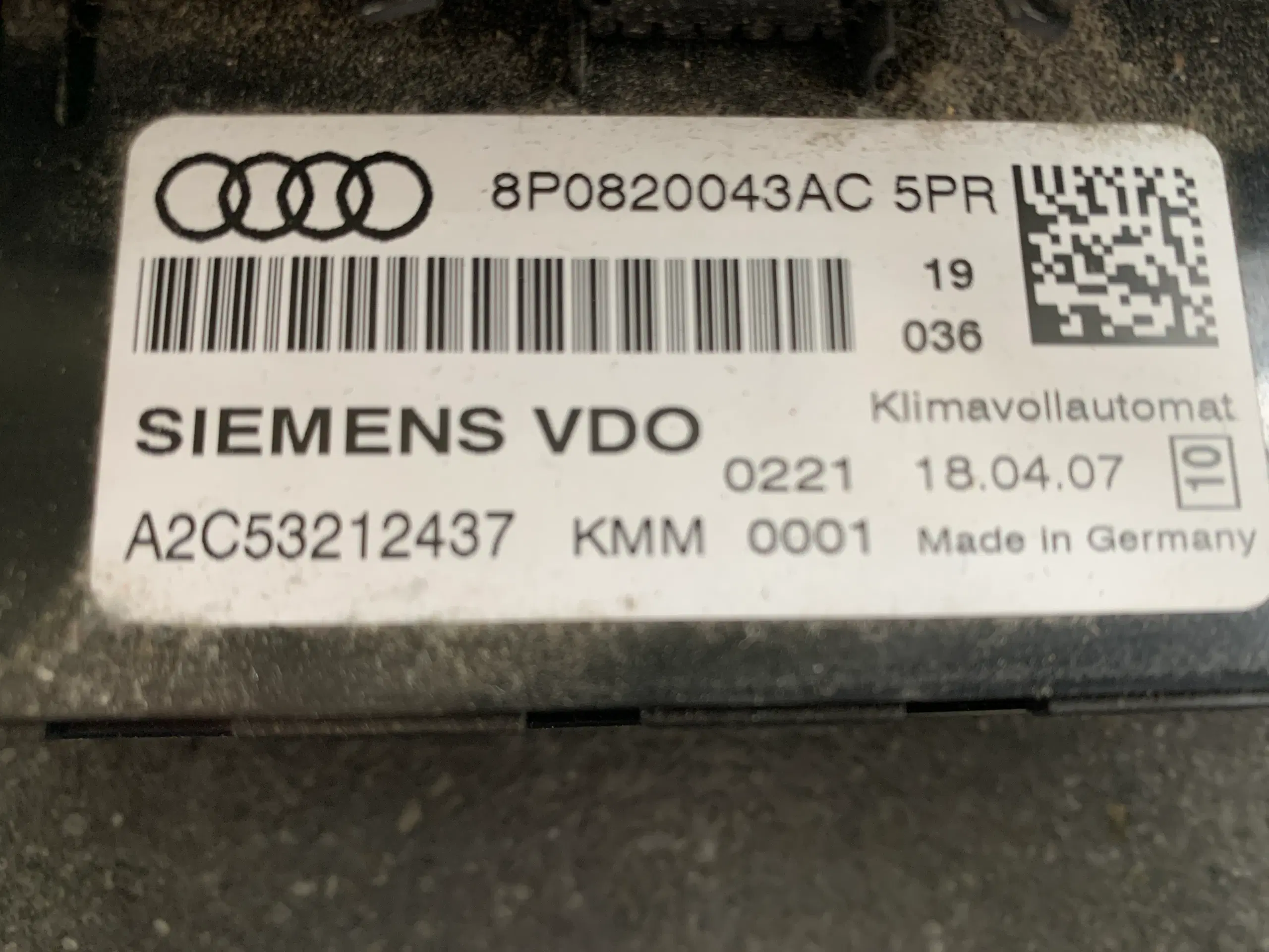 VARMEREGULERING AUDI A3 8P årg 03-08