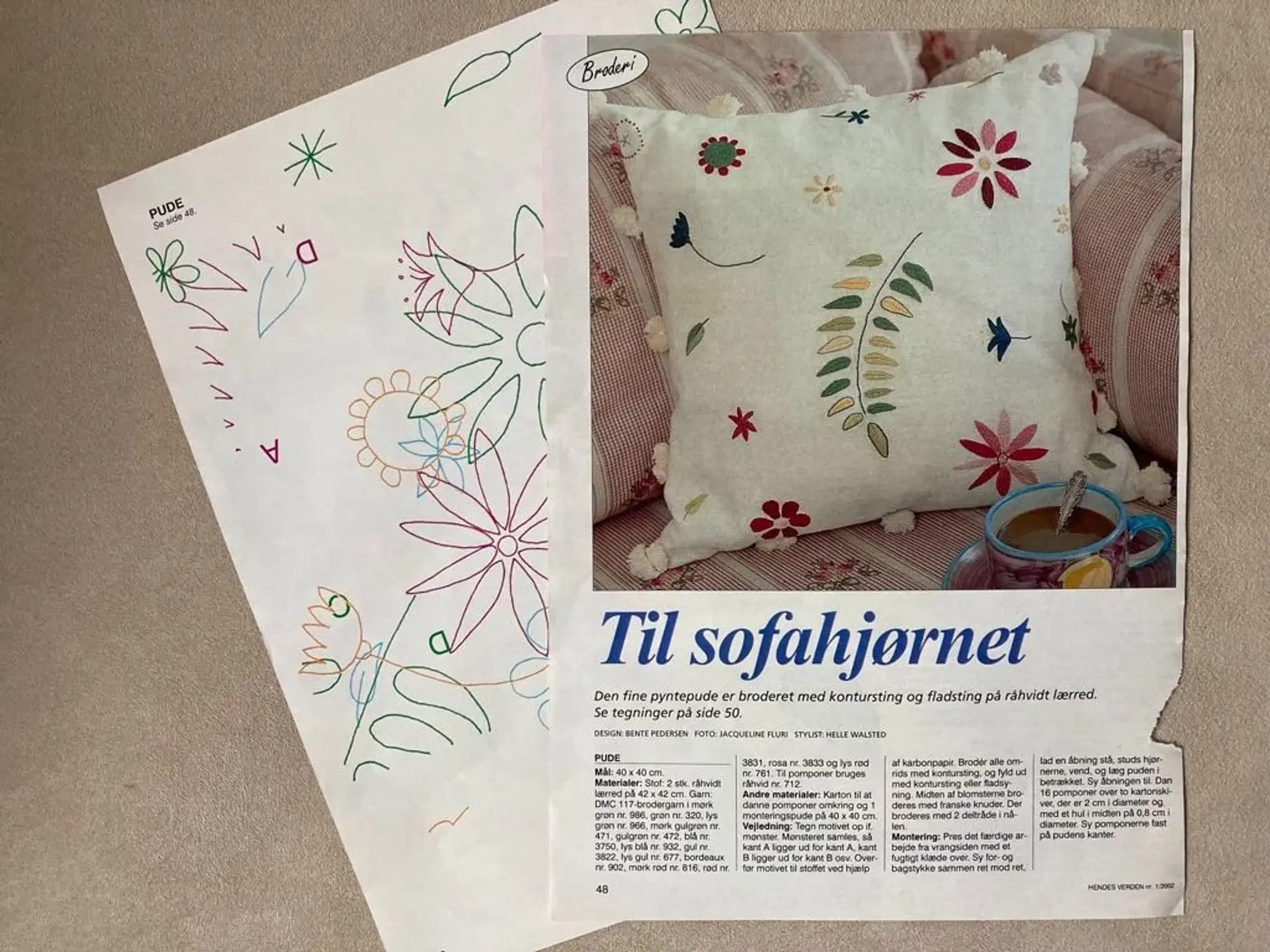 Broderimønster: Blomster og blade