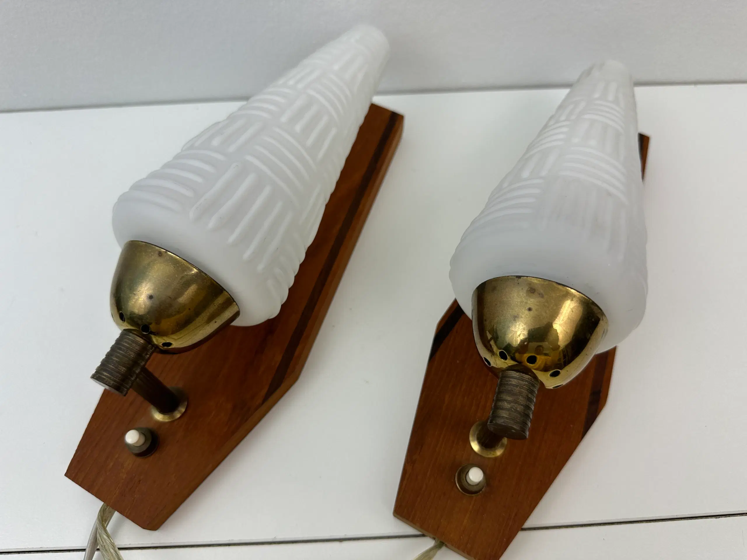 Teak retro lampe m opalglas