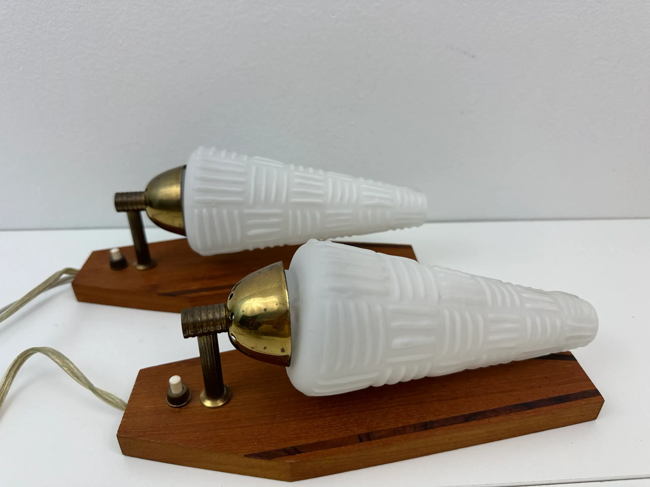 Teak retro lampe m opalglas