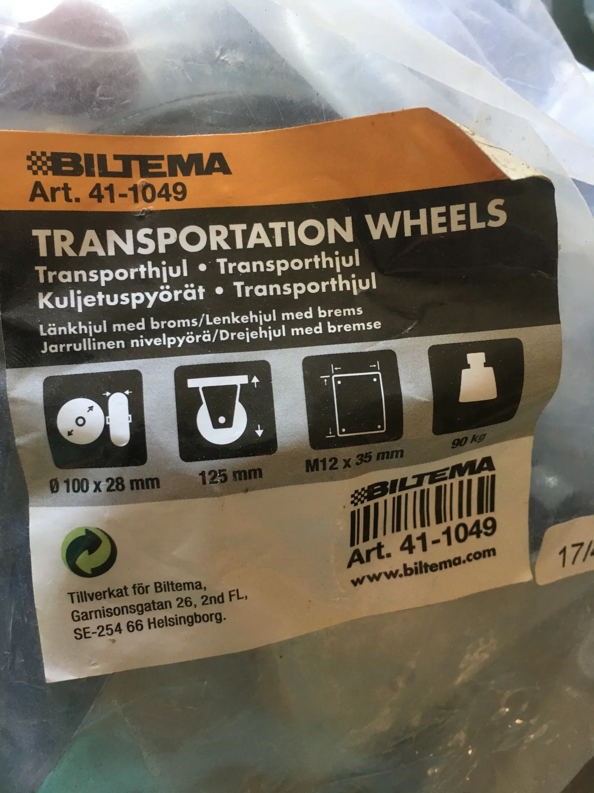 Transporthjul med bremse