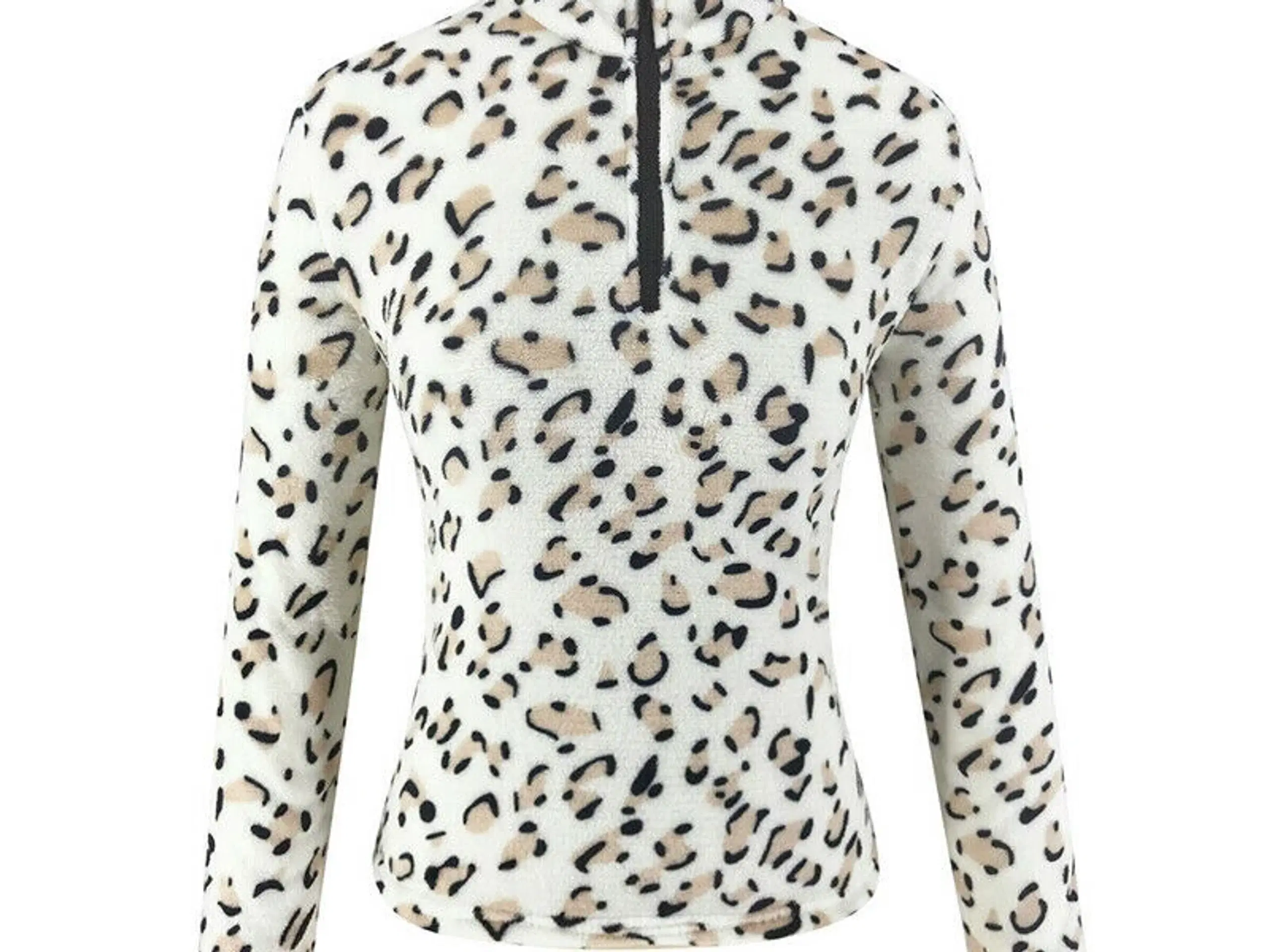 Leopard printet Fleease Trøje m lynlås/LXL