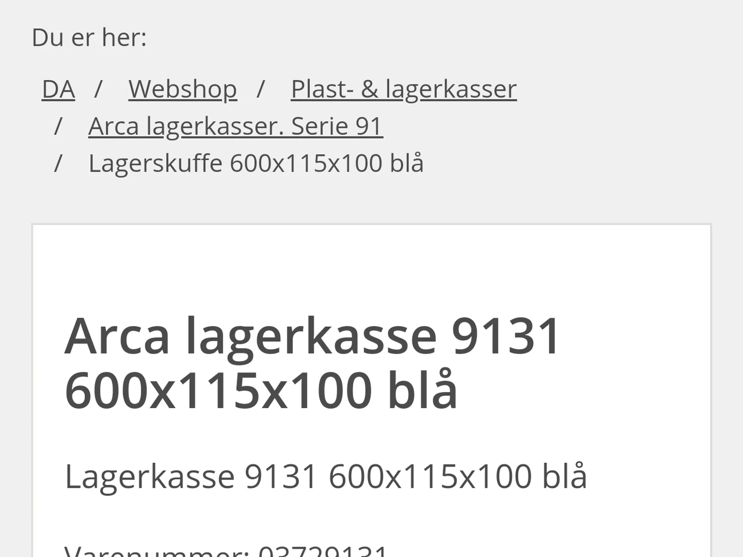 Arca lagerkasser 18kr pr stk