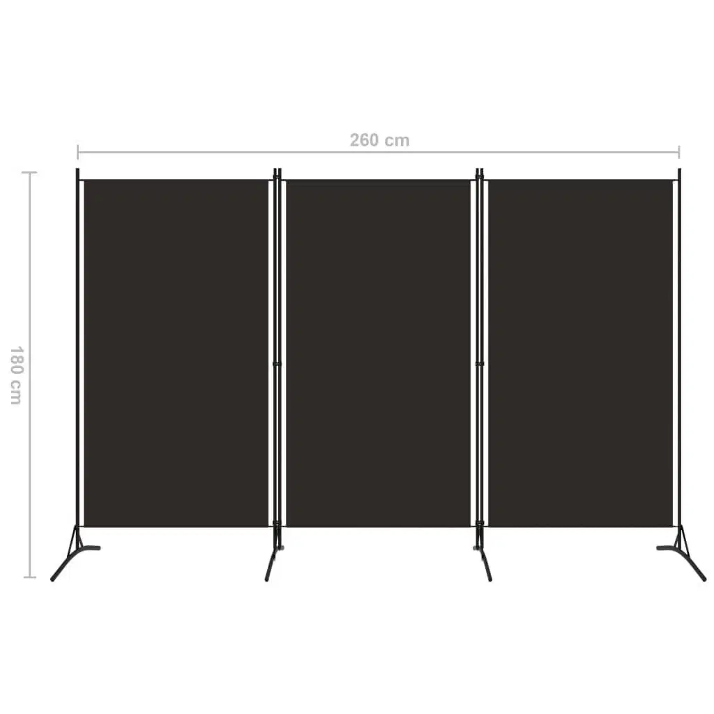 3-panels rumdeler 260 x 180 cm brun