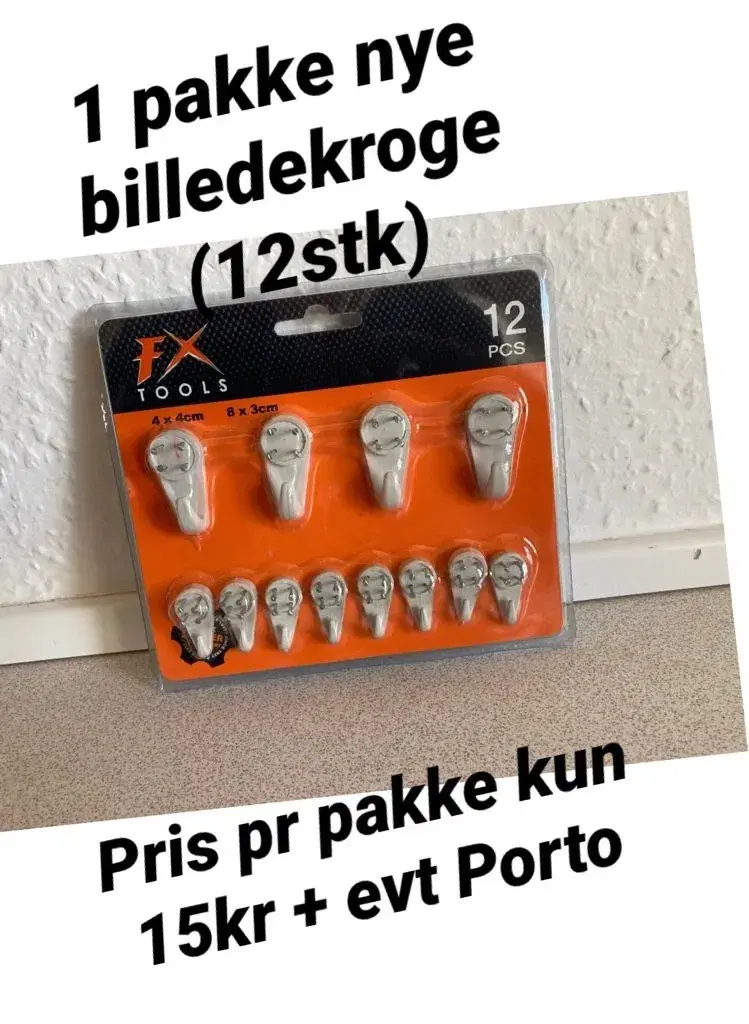 1 pakke nye billedekroge til betonvæg