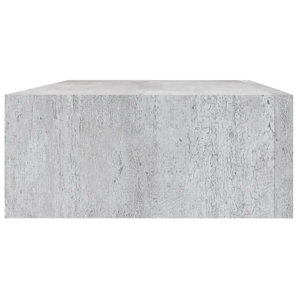 Væghylde med skuffe 40x235x10 cm MDF betongrå