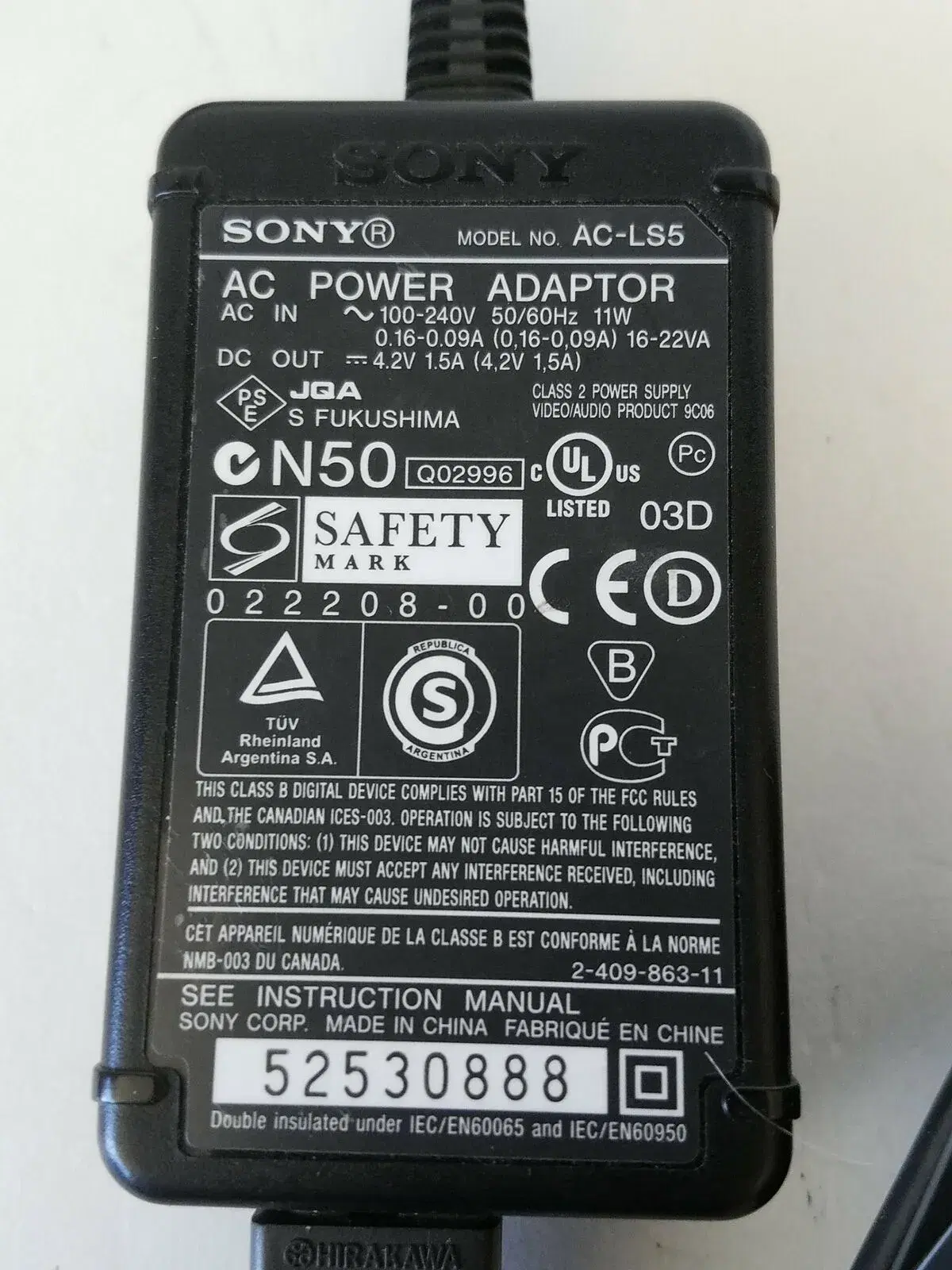 Sony AC-LS5 Digital KAMERAOPLADER 42V 15A