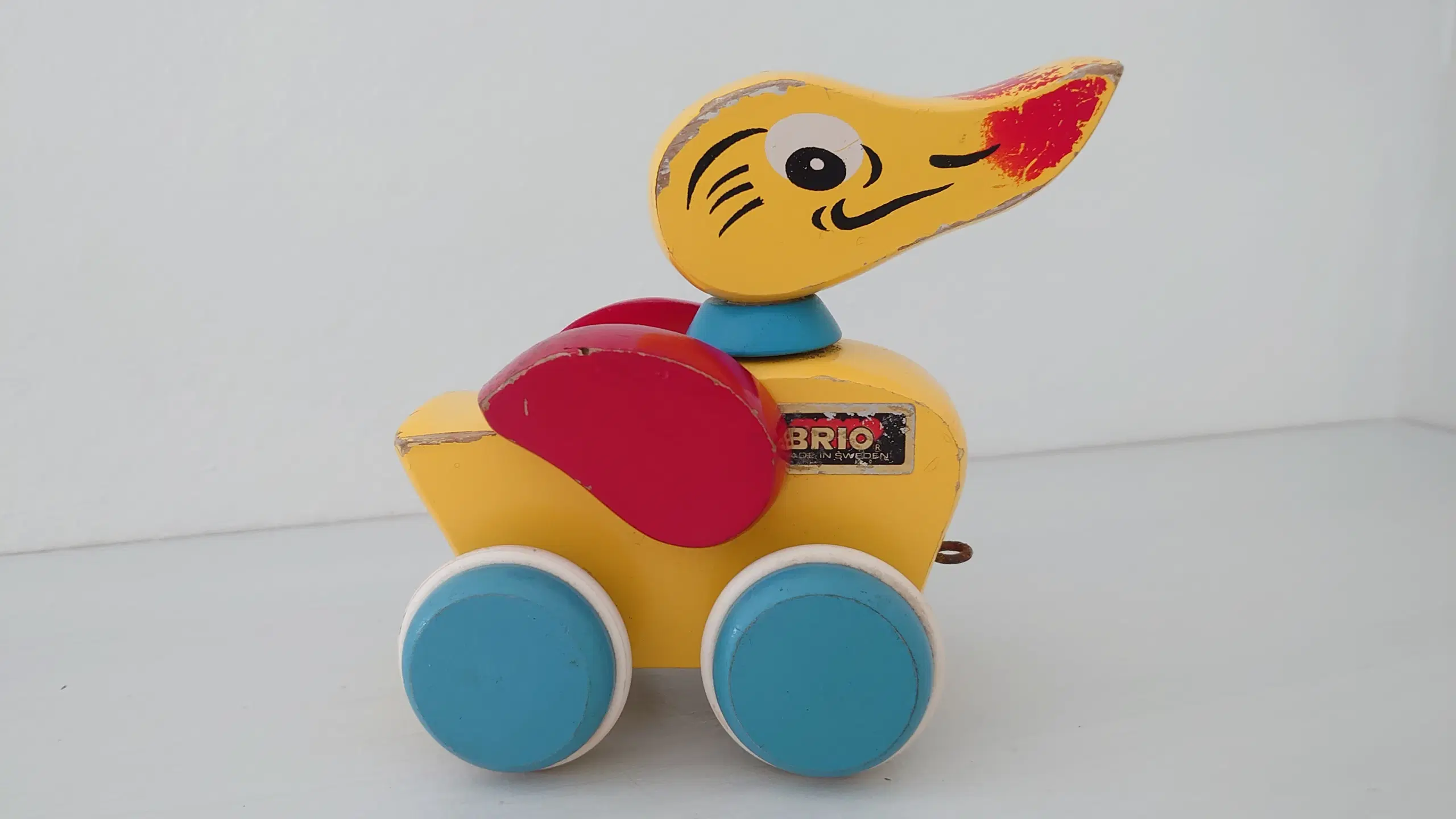 Vintage Brio trækand med "gålyd"