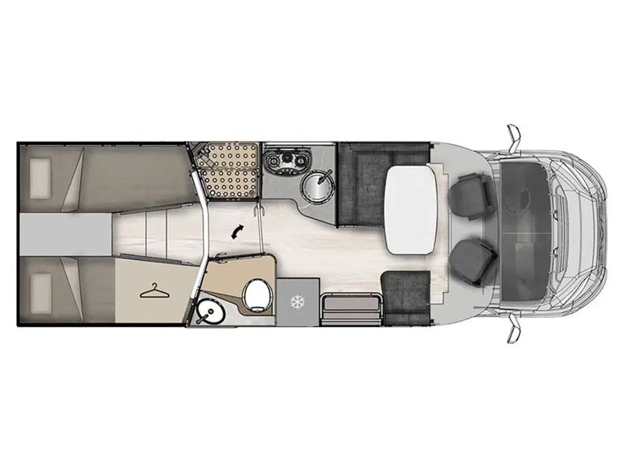 2024 - McLouis Mc4 873 G Matic   5 personers Autocamper - Enkeltsenge som nemt kan omdannes til King-Size dobbeltseng