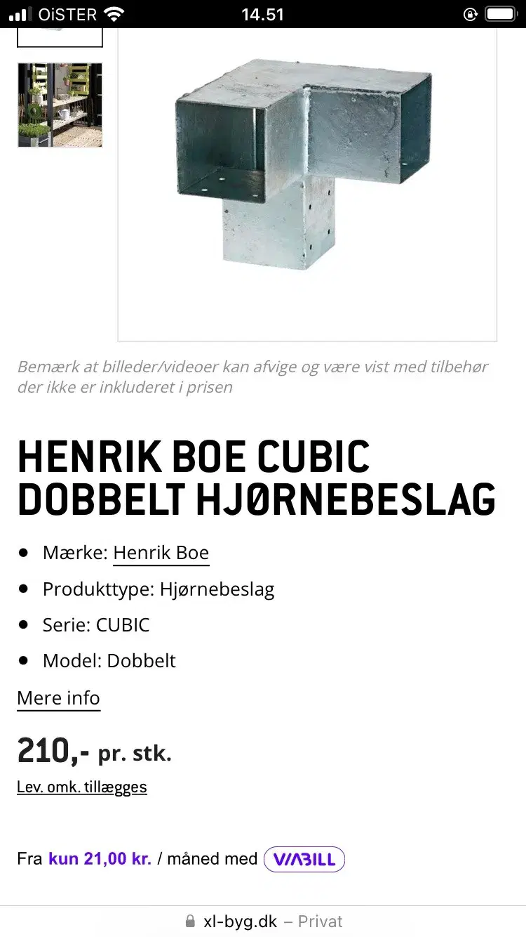 Cubic dobbelt hjørnebeslag 4 stk