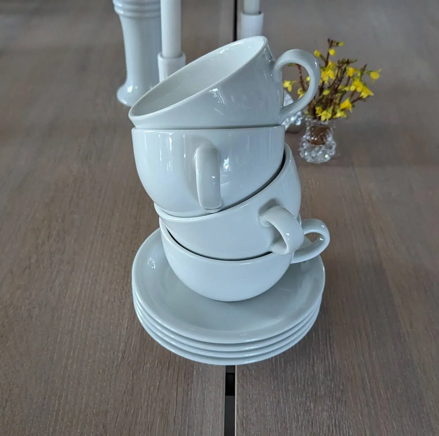 Cappuccino/The kop m/underkop 35cl hvidt porcelæn
