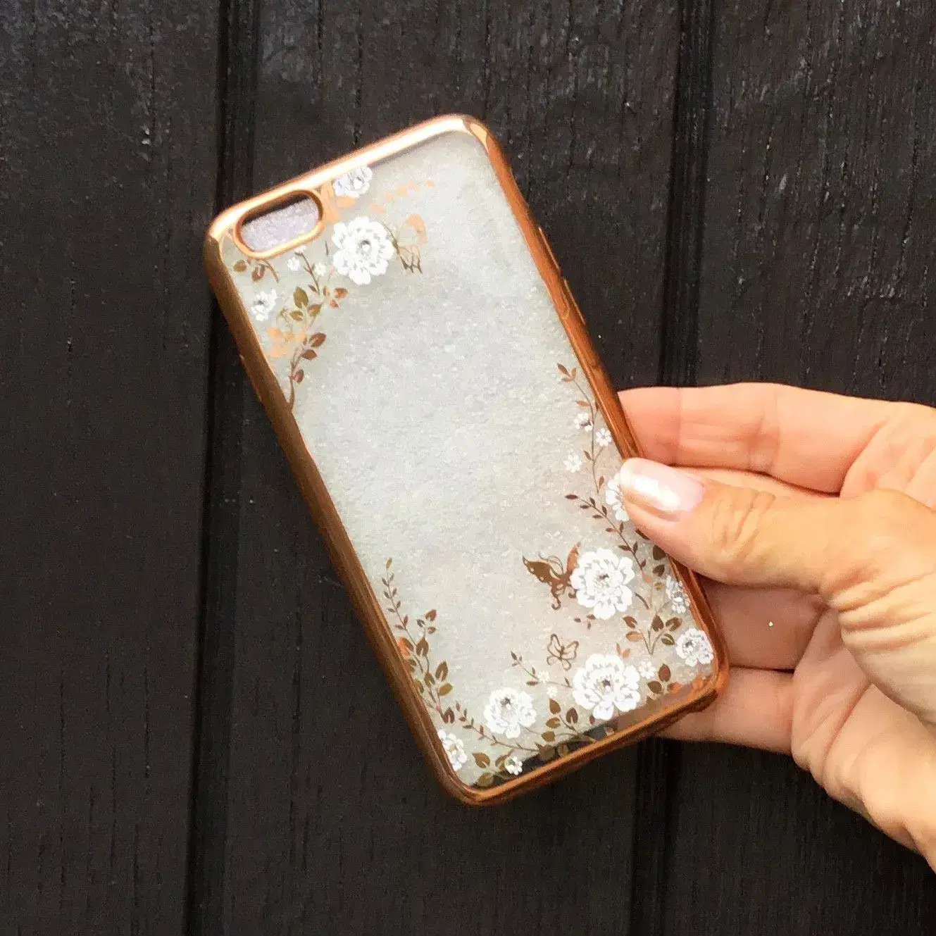 Silikone cover med similisten blomster til iPhone