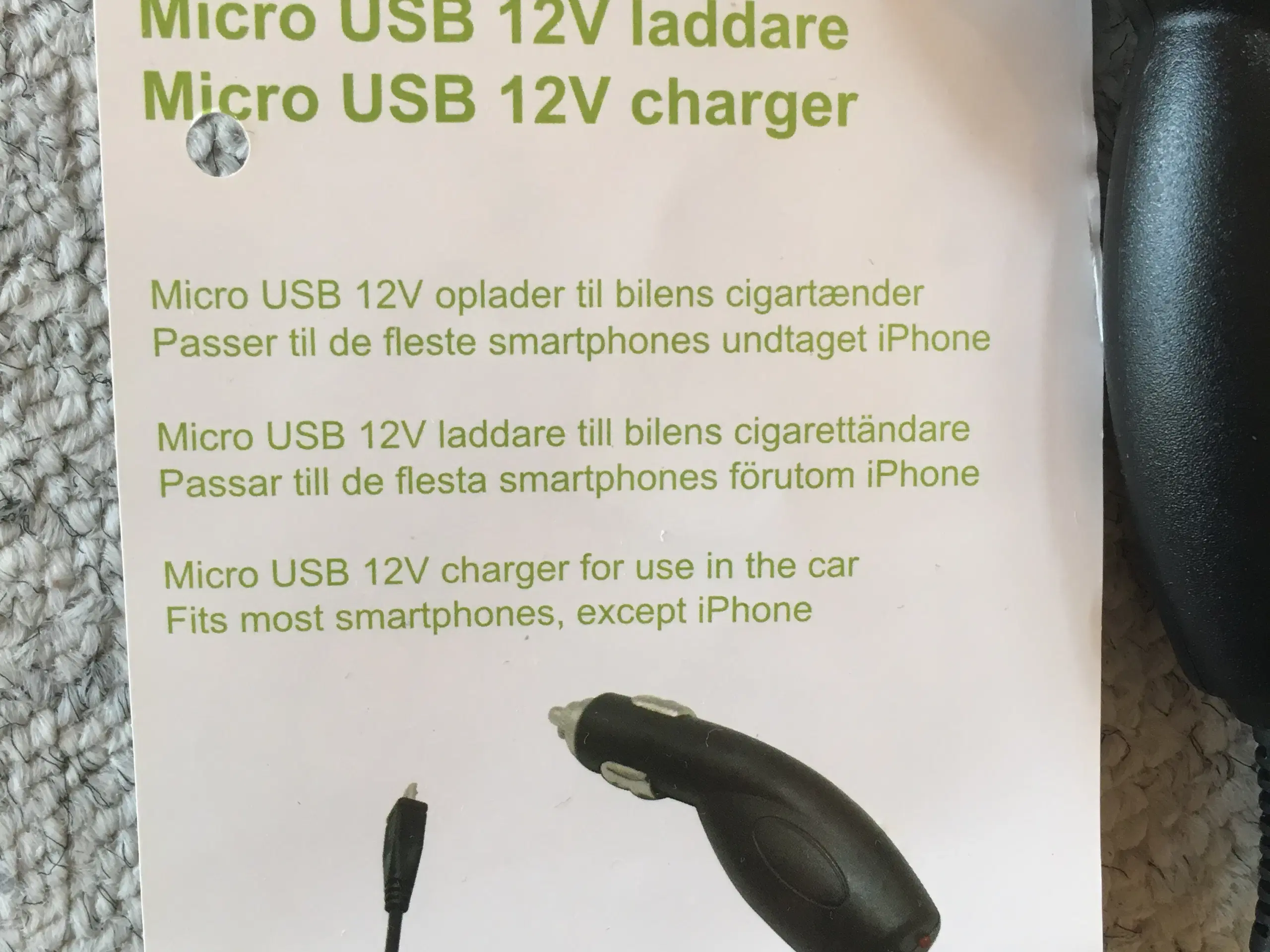 Micro usb bil lader