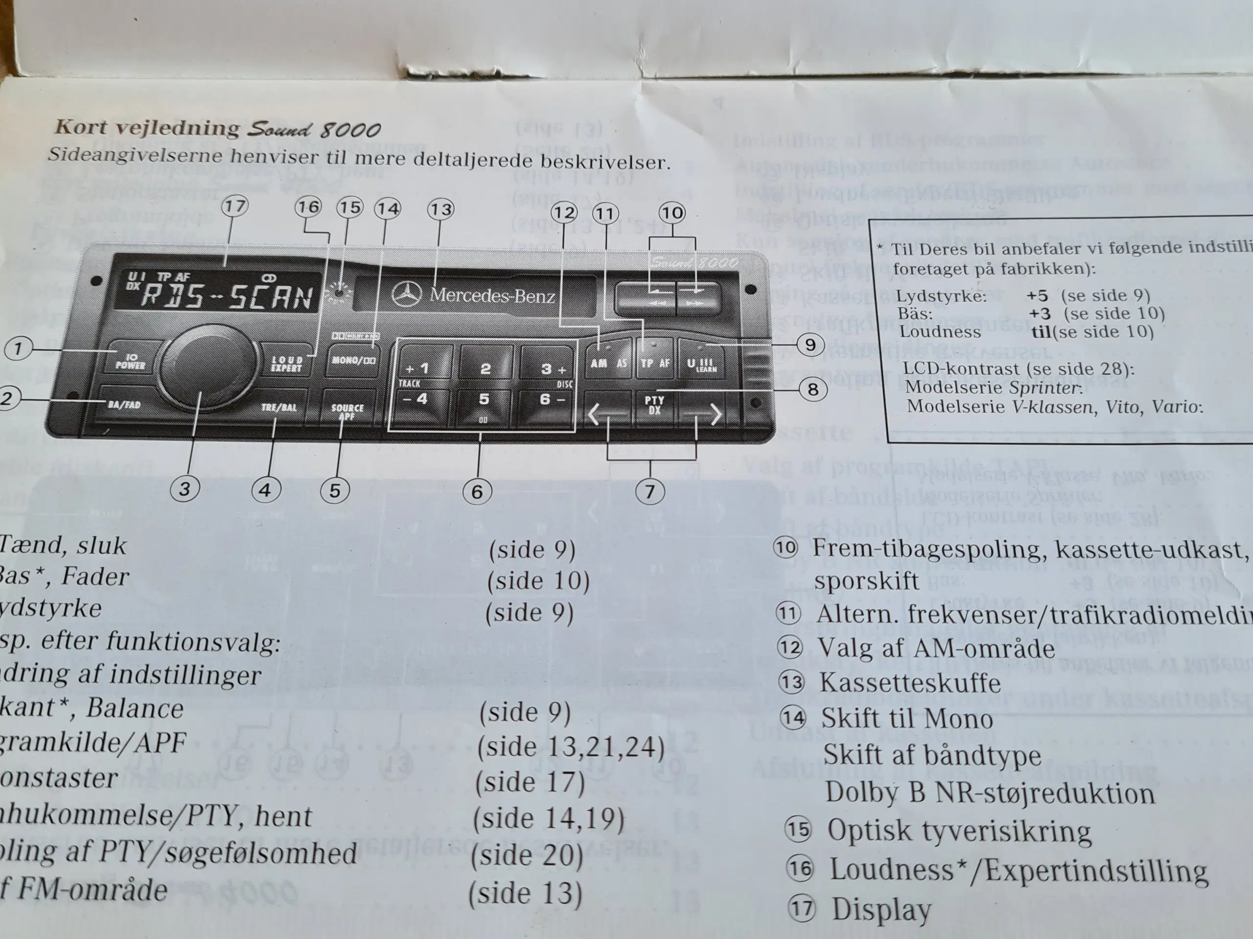 Betjeningsvejledning  Mercedes Radio