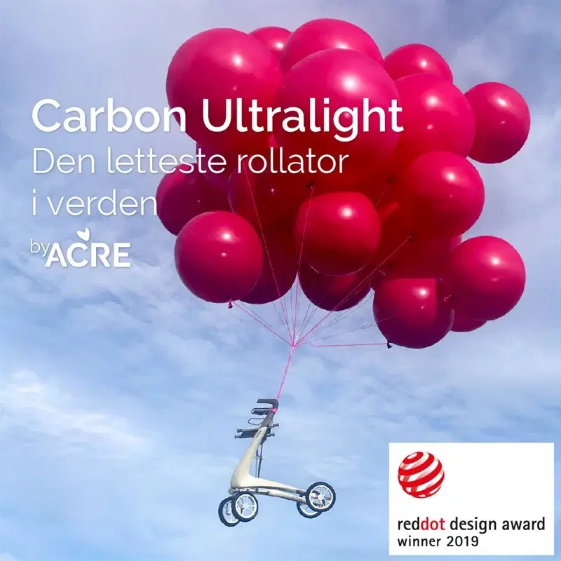 Rollator - ByACRE Carbon Ultralight Komfort - Rød