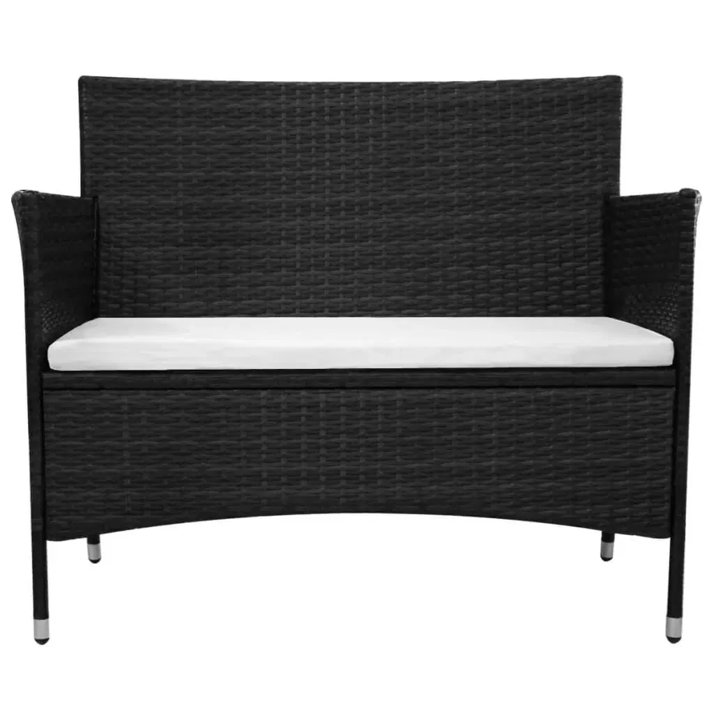 Havebænk 90 cm polyrattan sort