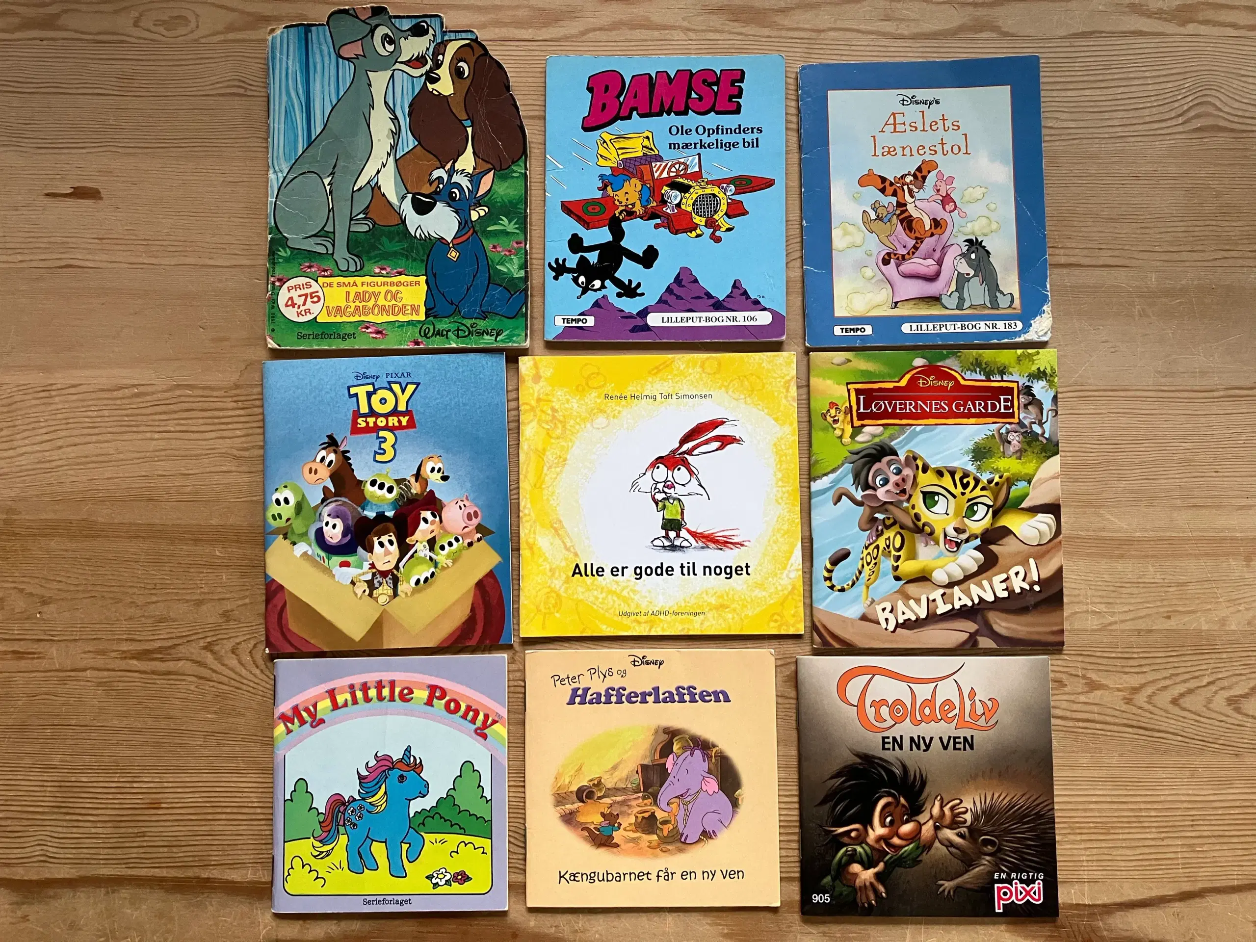 9 x 9 børnebøger bla Lilleput Disney mm