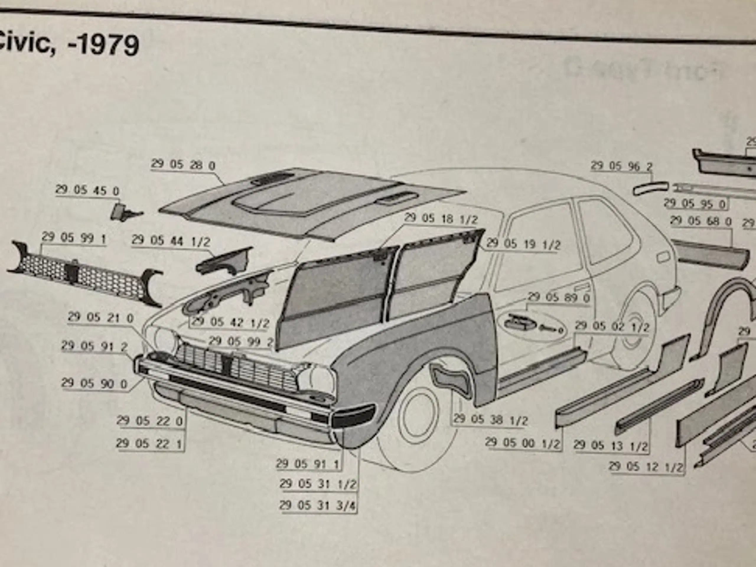 Honda Civic mk1 pladedele