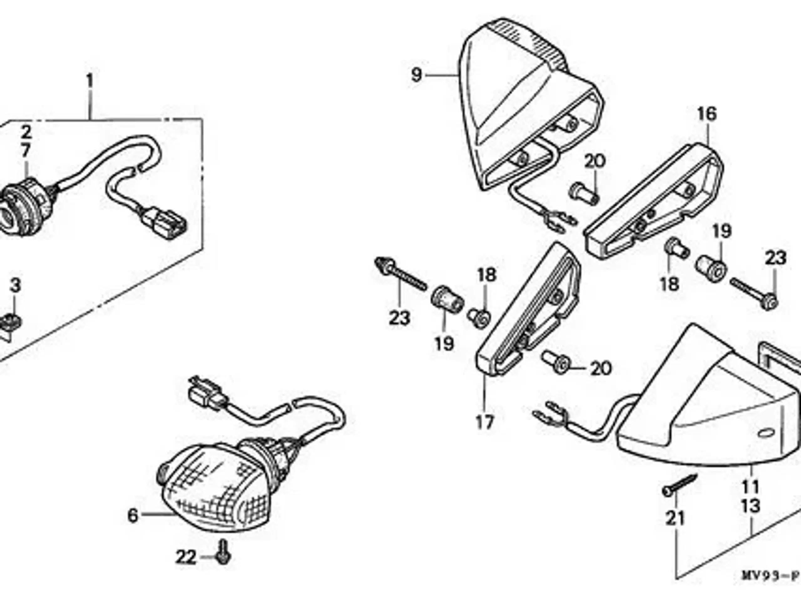 Honda CBR600F2 Blinkerglas begge sider