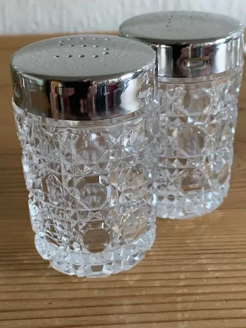 Salt og peber sæt glas m/rustfrit stål 18/8