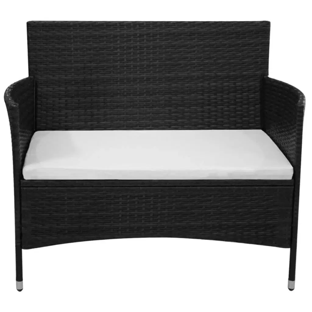 Havebænk 90 cm polyrattan sort