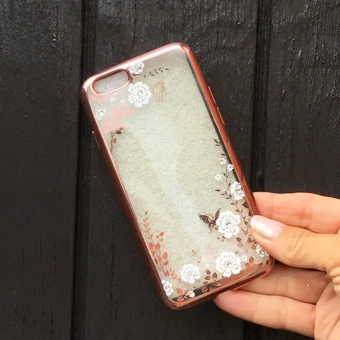 Silikone cover med similisten blomster til iPhone