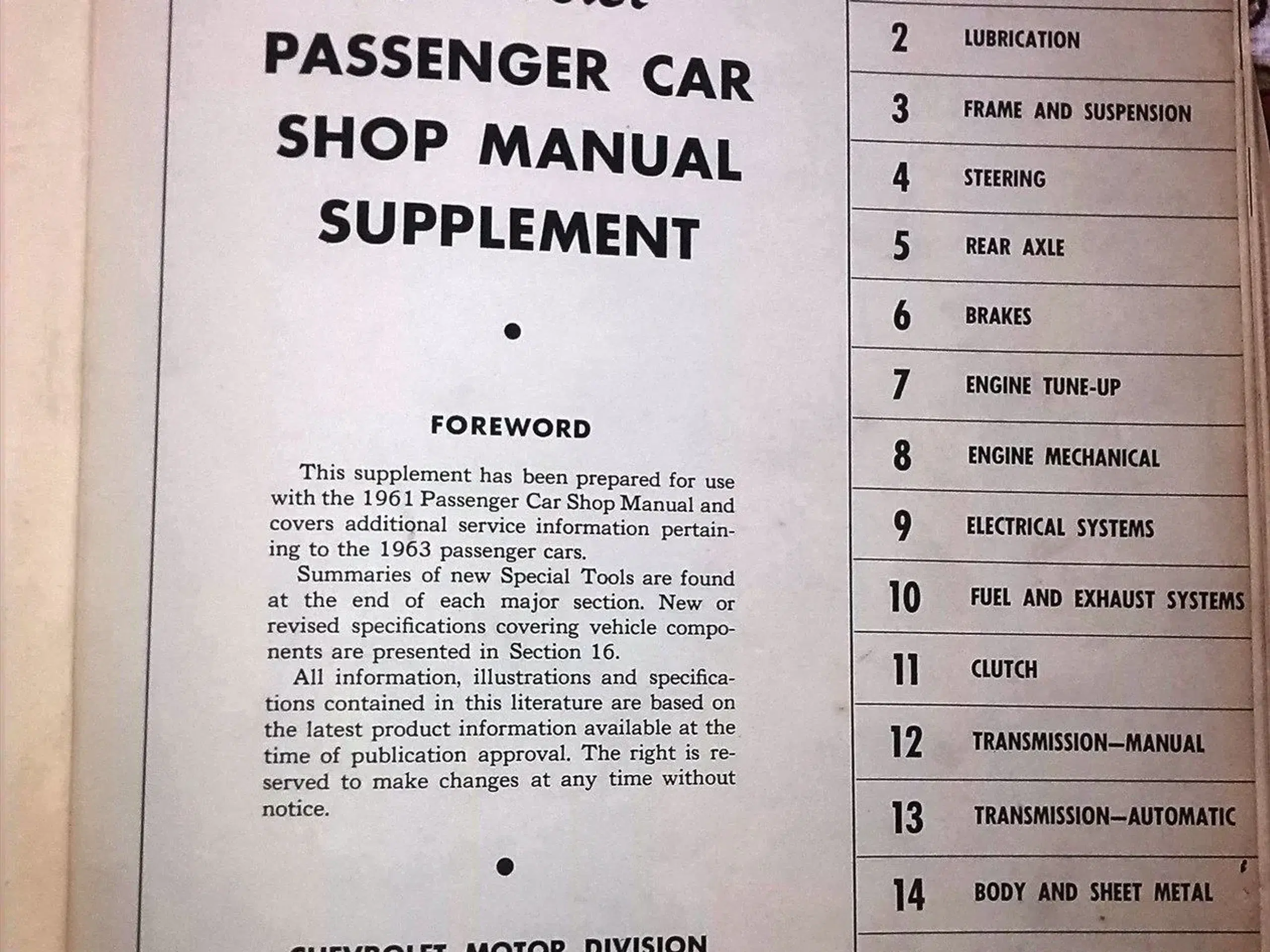 Original Shop Manual 1963 Chevrolet