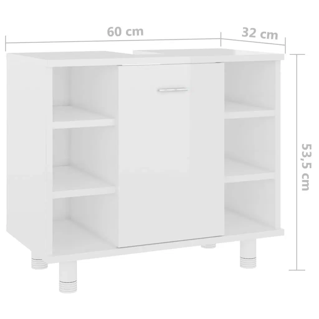 Badeværelsesskab 60x32x535 cm spånplade hvid højglans