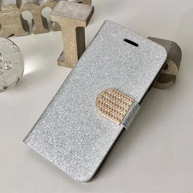 Sølv glimmer flip cover iPhone 7 el 8