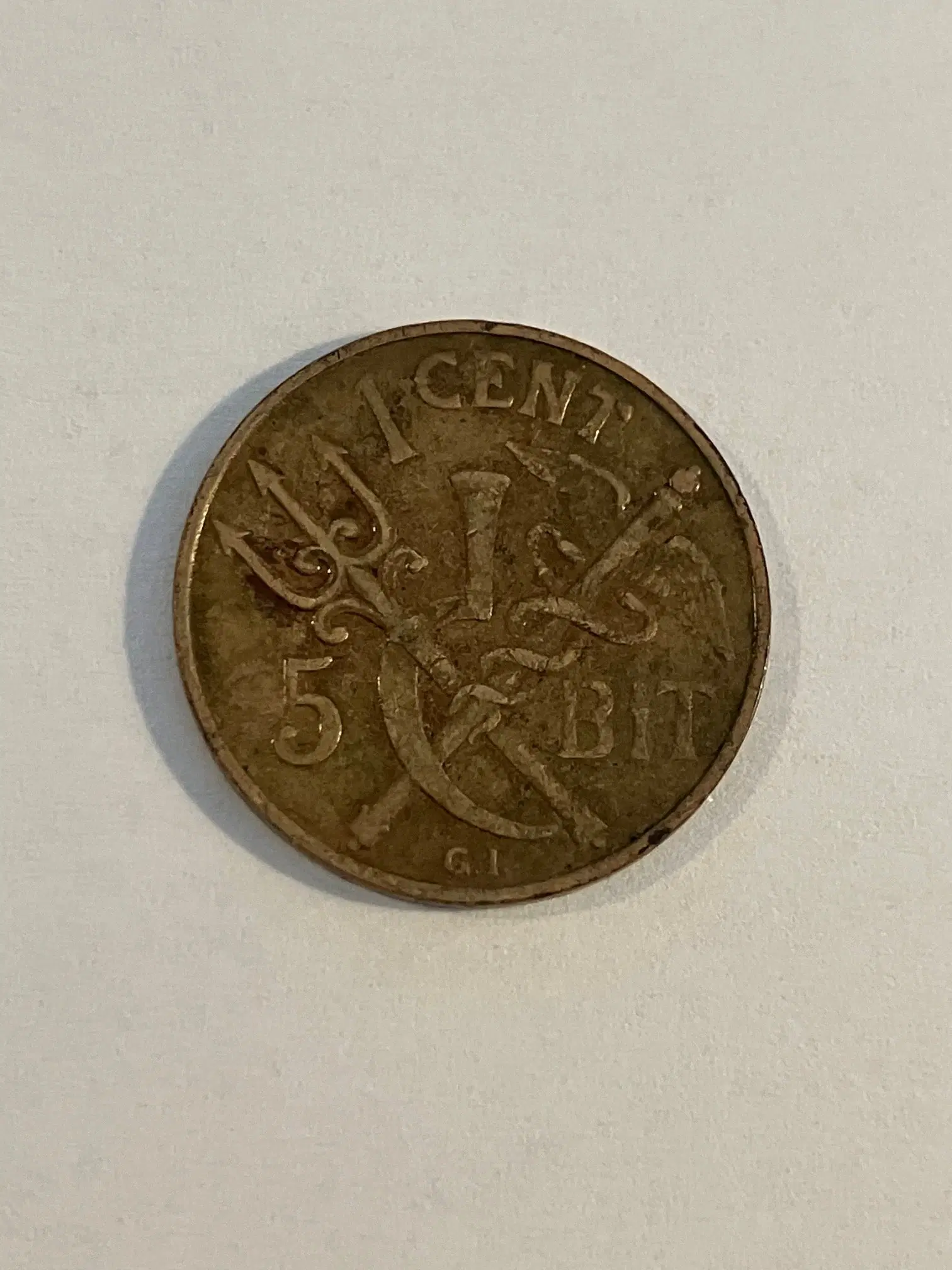 1 Cent / 5 Bit Dansk Vestindien 1913