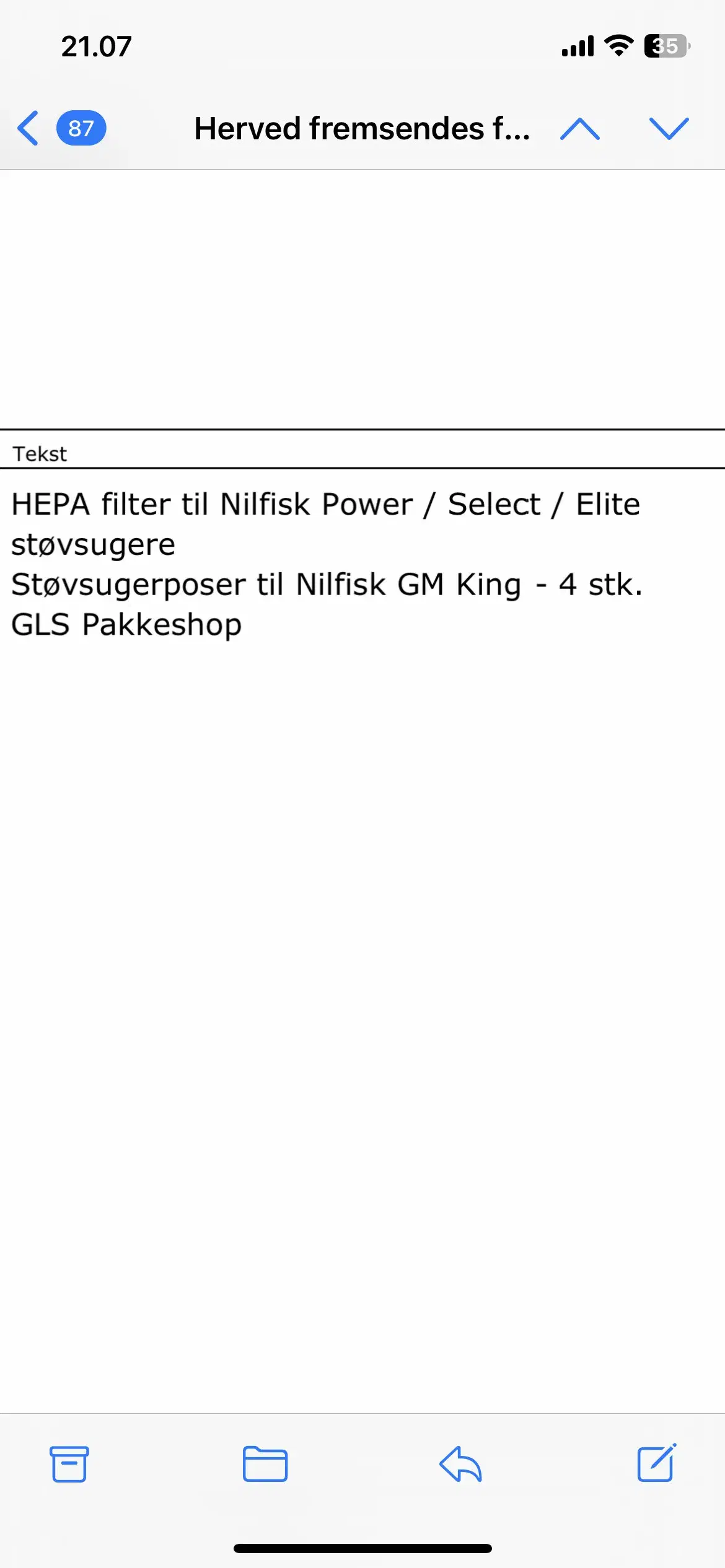 Hepafilter + støvsugeposer Nilfisk