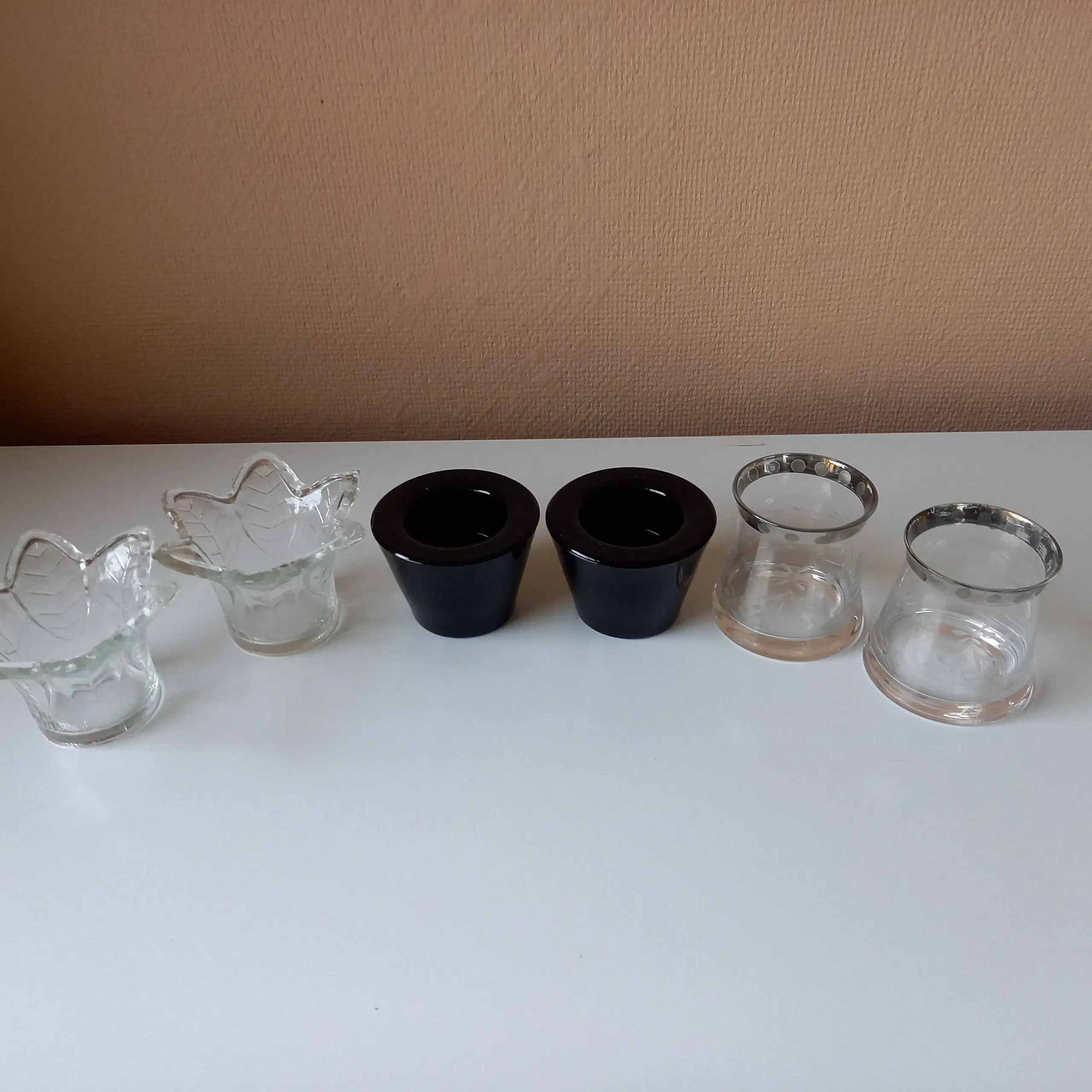 Fyrfads-lysestager i glas - 3 forskellige slags